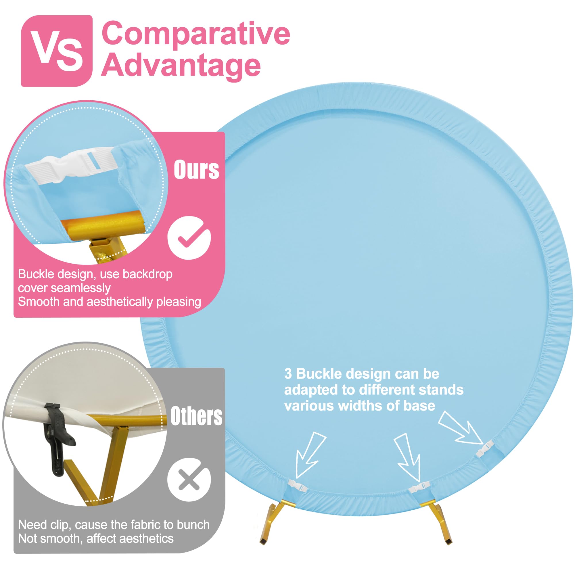 Wokceer 6Ft Round Backdrop Cover Round Arch Covers With Buckles Polyster Dusty Blue Circle Balloon Arch Cover For Wedding Birthd