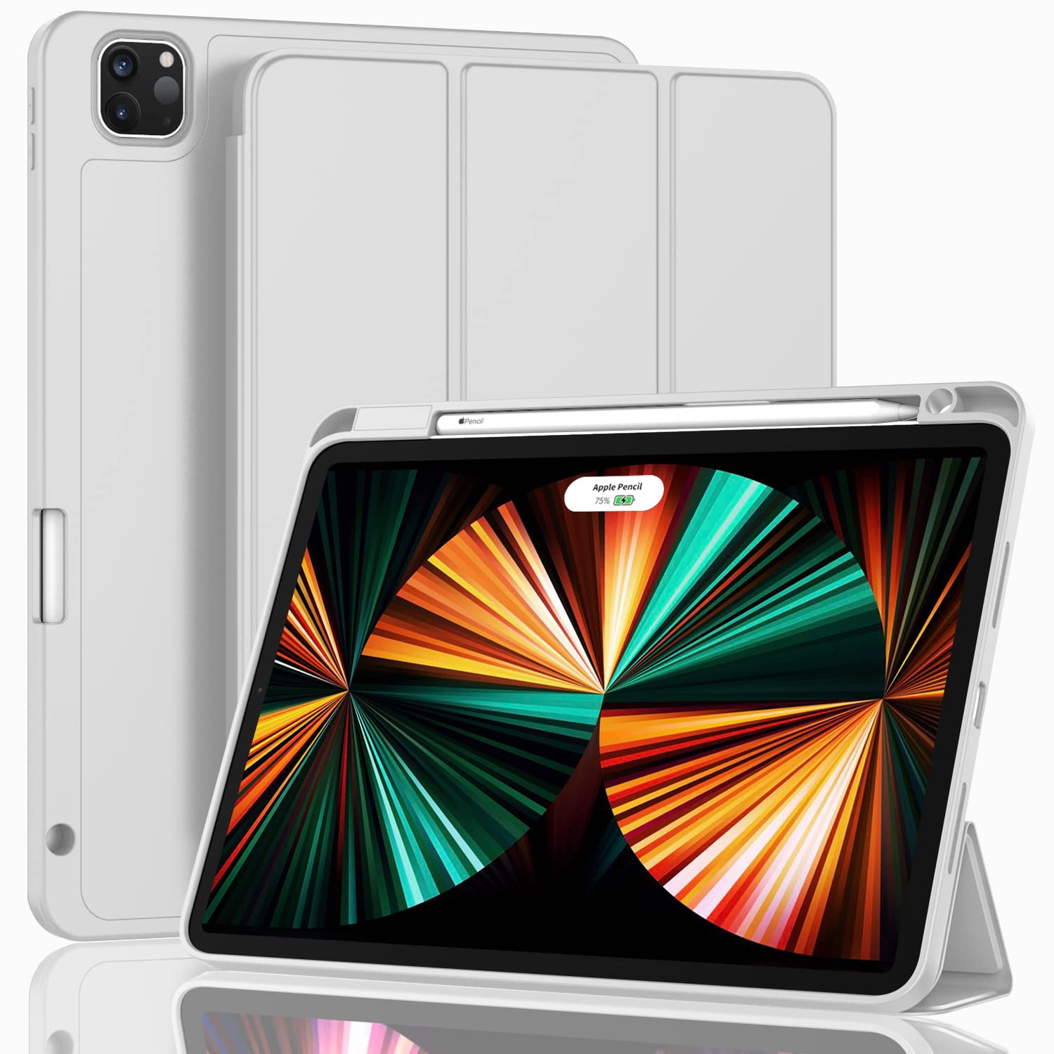 ZryXal New iPad Pro 12.9 Inch Case 2022/2021/2020(6th/5th/4th Gen) with Pencil Holder,Smart iPad Case [Support Touch ID and Auto