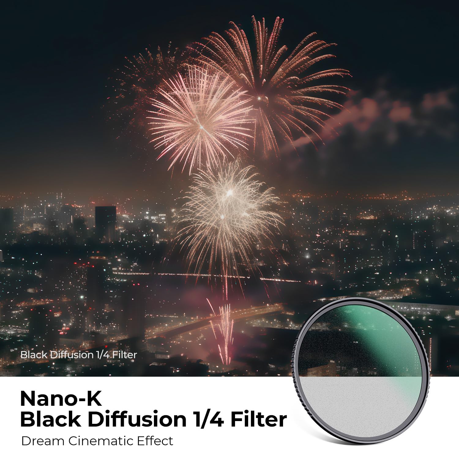 K&F Concept 52Mm Black Diffusion 1/4 Filter Mist Cinematic Effect Filter With 18 Multi Layer Coatings For Video/Vlog/Portrait Ph