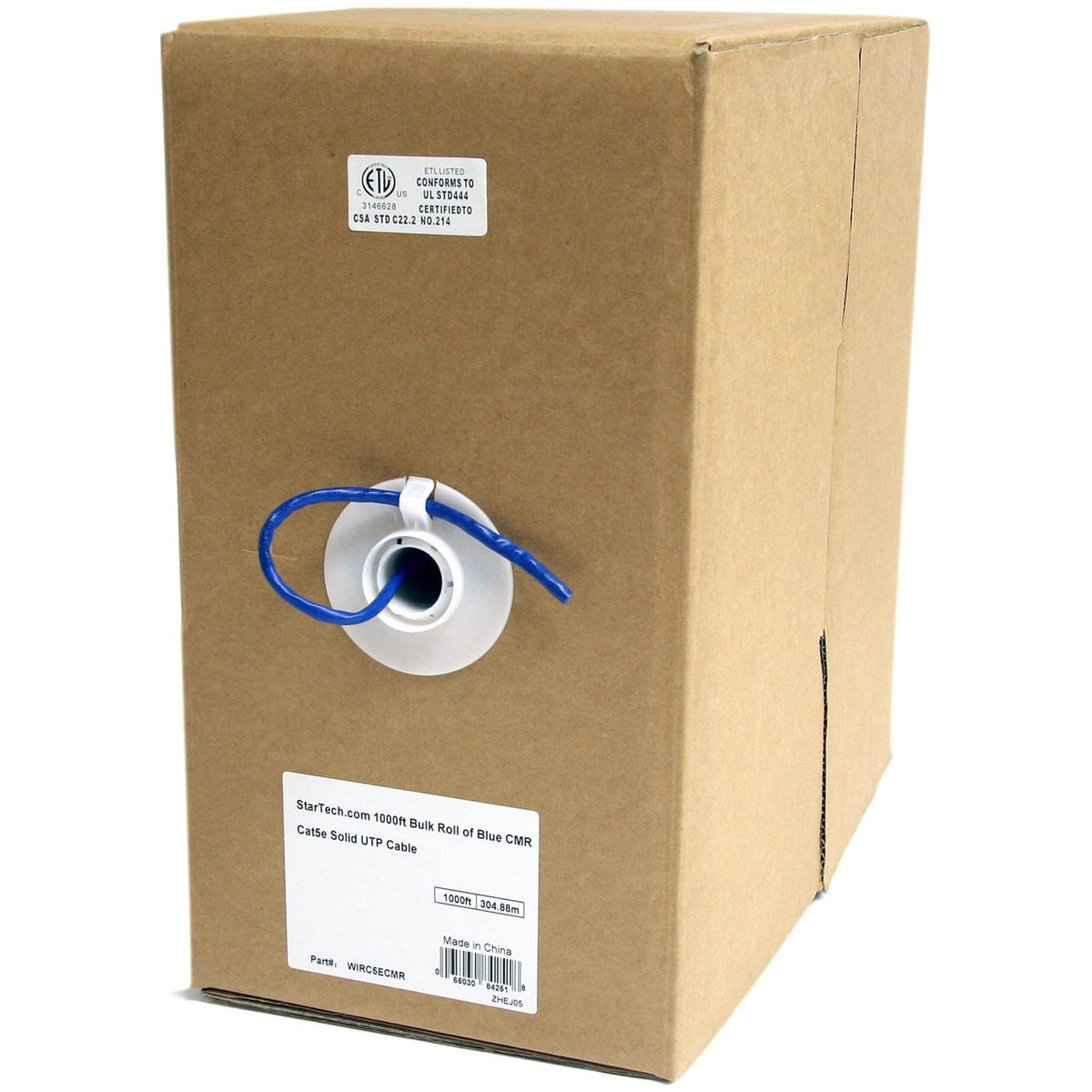 Startech.Com 1000Ft Cat5E Ethernet Cable   Blue   Bulk Roll   Solid Utp Cable   Cmr Rated   Box Of Cat5E Network Wire Cable (Wir