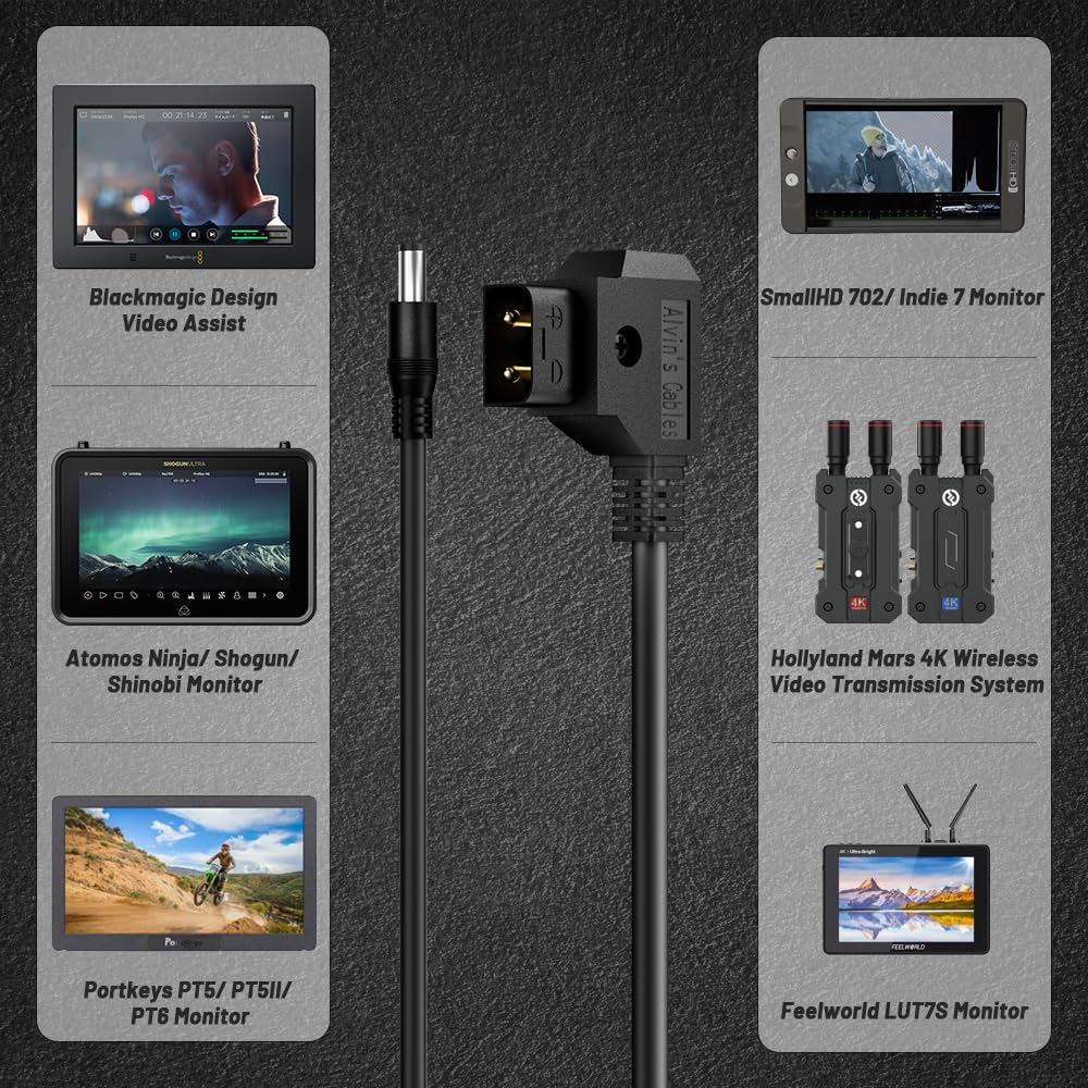 Alvin'S Cables D Tap To Dc 2.1Mm Coiled Cable For Blackmagic Design Video Assist, Atomos Shogun, Smallhd 702 Monitor