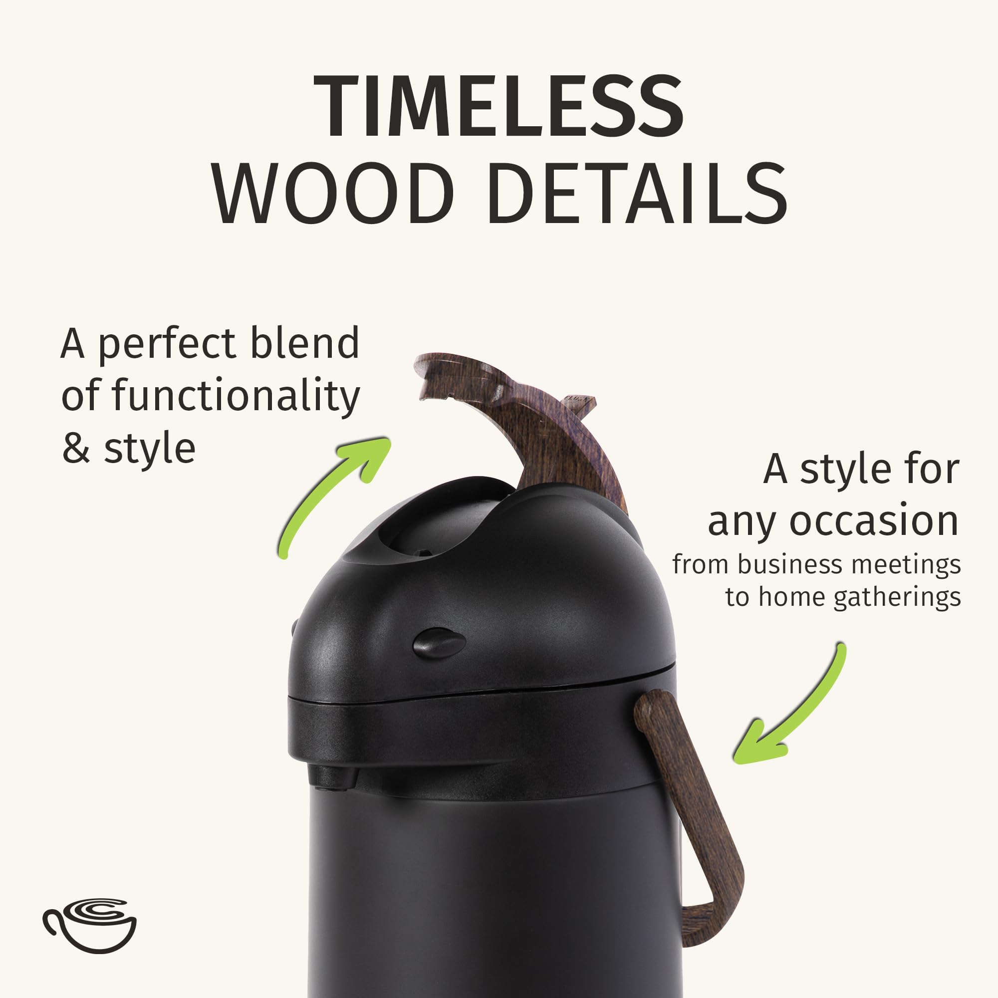 Thermal Coffee Carafe 101Oz W/Wood Trim, Keeps Coffee Hot For 12Hrs & Cold For 36Hrs Premium Stainless Steel Carafe For Hot Liqu