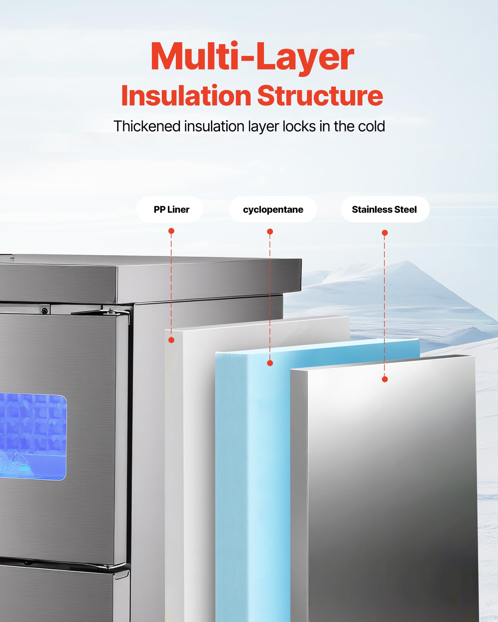 Vevor Commercial Ice Maker Machine, 330 Lbs/24H Stainless Steel Ice Machine With Worktop, 88 Lbs Storage & 144 Cubes/Cycle, Self