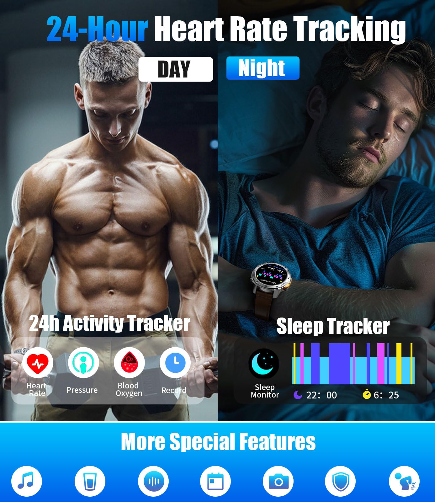 Gps Smart Watch For Men(Answer/Make Call),6 Satellite Positioning/Compass,50M Waterproof,500Mah Extra-Large Battery,1.43 '' Amol