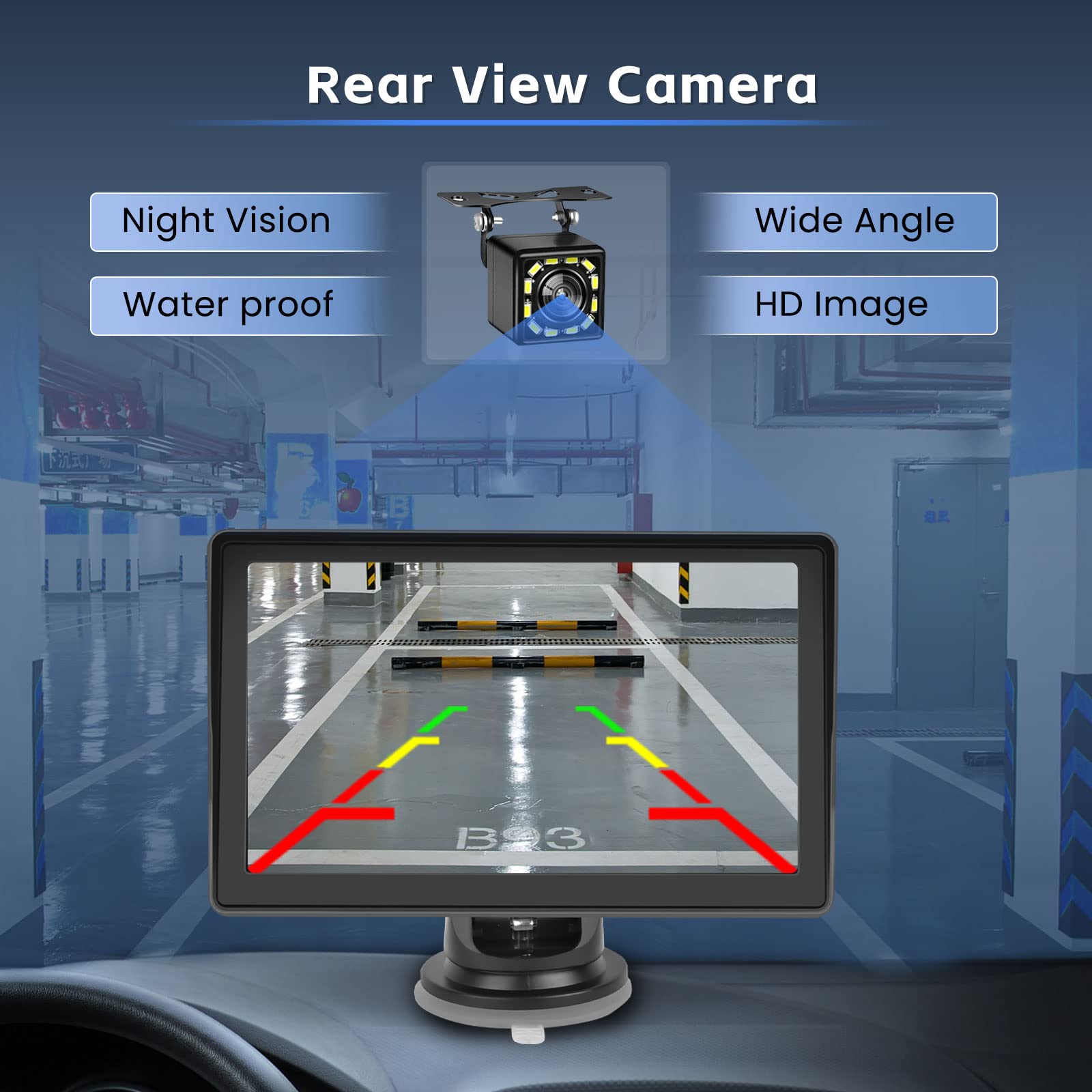 Hikity 7 Inch Hd Portable Wireless Apple Carplay And Android Auto Screen, Bluetooth Car Stereo With Airplay Siri Aux Usb Fm Tran