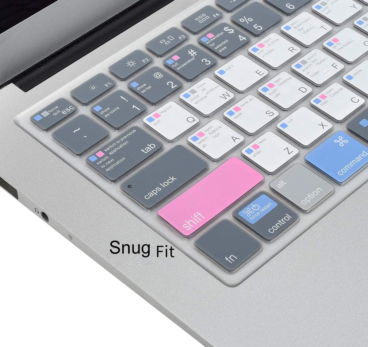 Casebuy Premium Mac Os Shortcut Keyboard Cover For Macbook Air 13 Inch 2010 2017 Model A1466 A1369 & 2015 Or Older Version Macbo