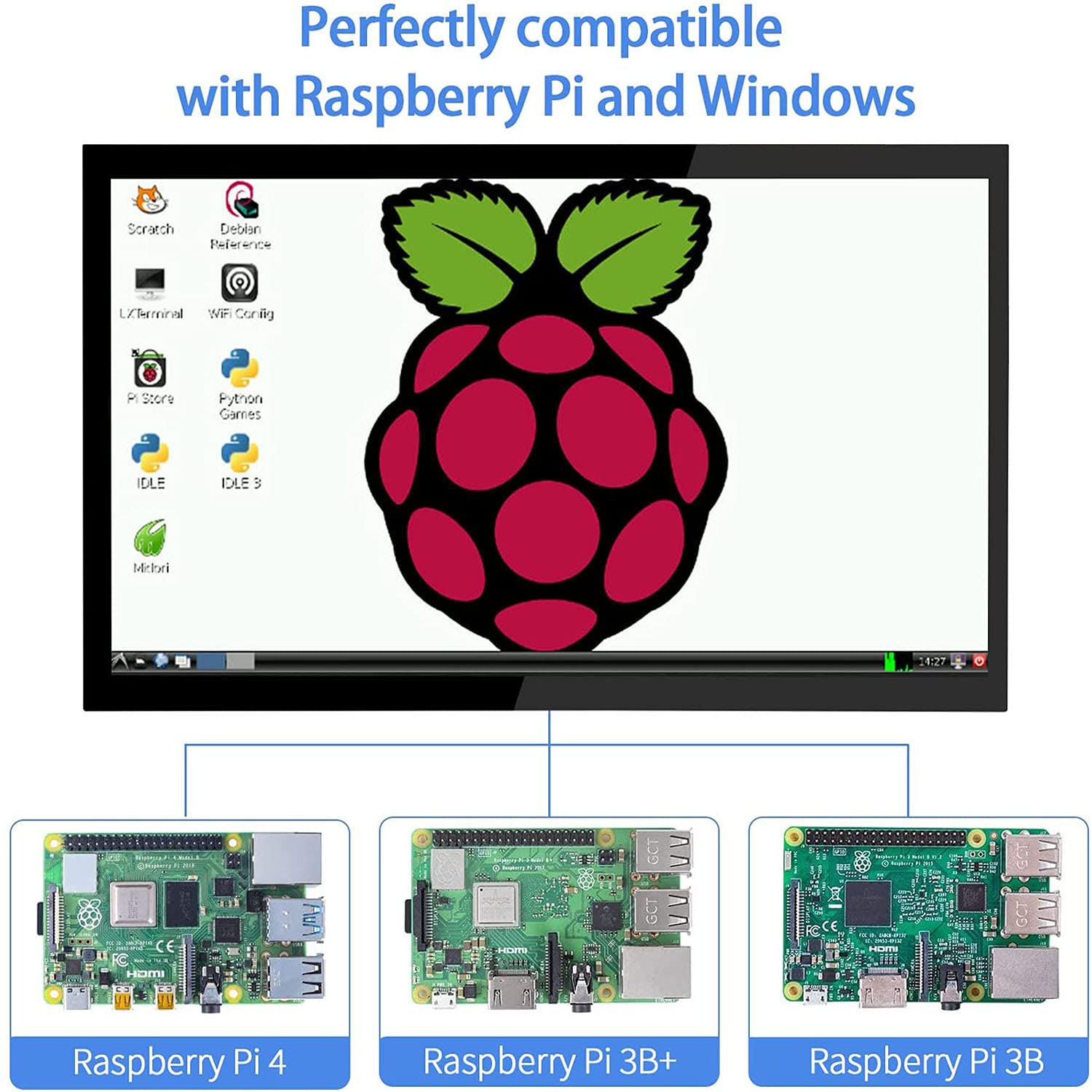 Hmtech Raspberry Pi Screen 10.1 Inch Touchscreen Monitor 1024X600 Portable Hdmi Monitor 16:9 Ips Screen Display For Raspberry Pi