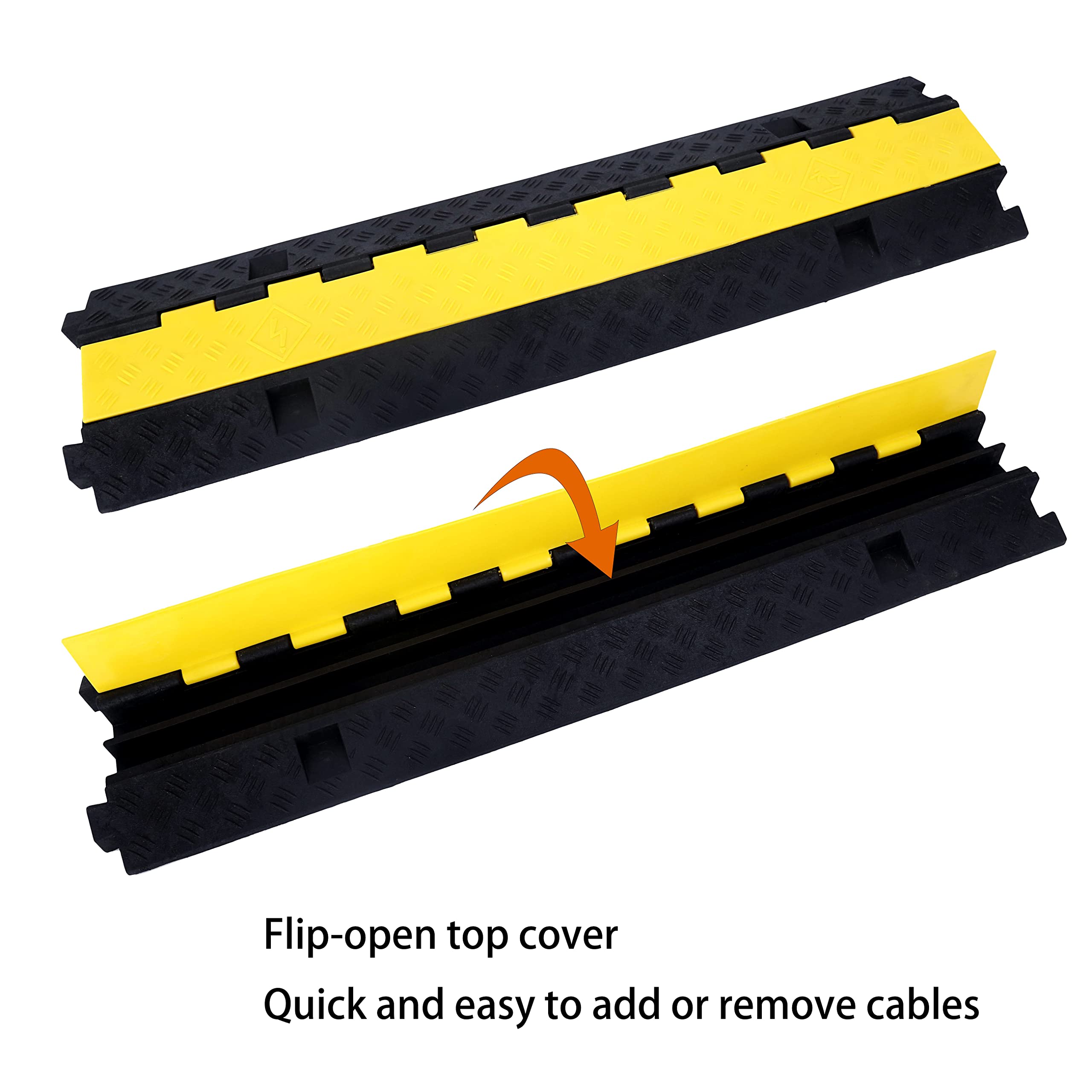 Yelack Cable Ramp Cable Protector Ramps Wire Hose Protective 2 Channel Traffic Rubber Plastic Cord Cover Speed Bump For Asphalt
