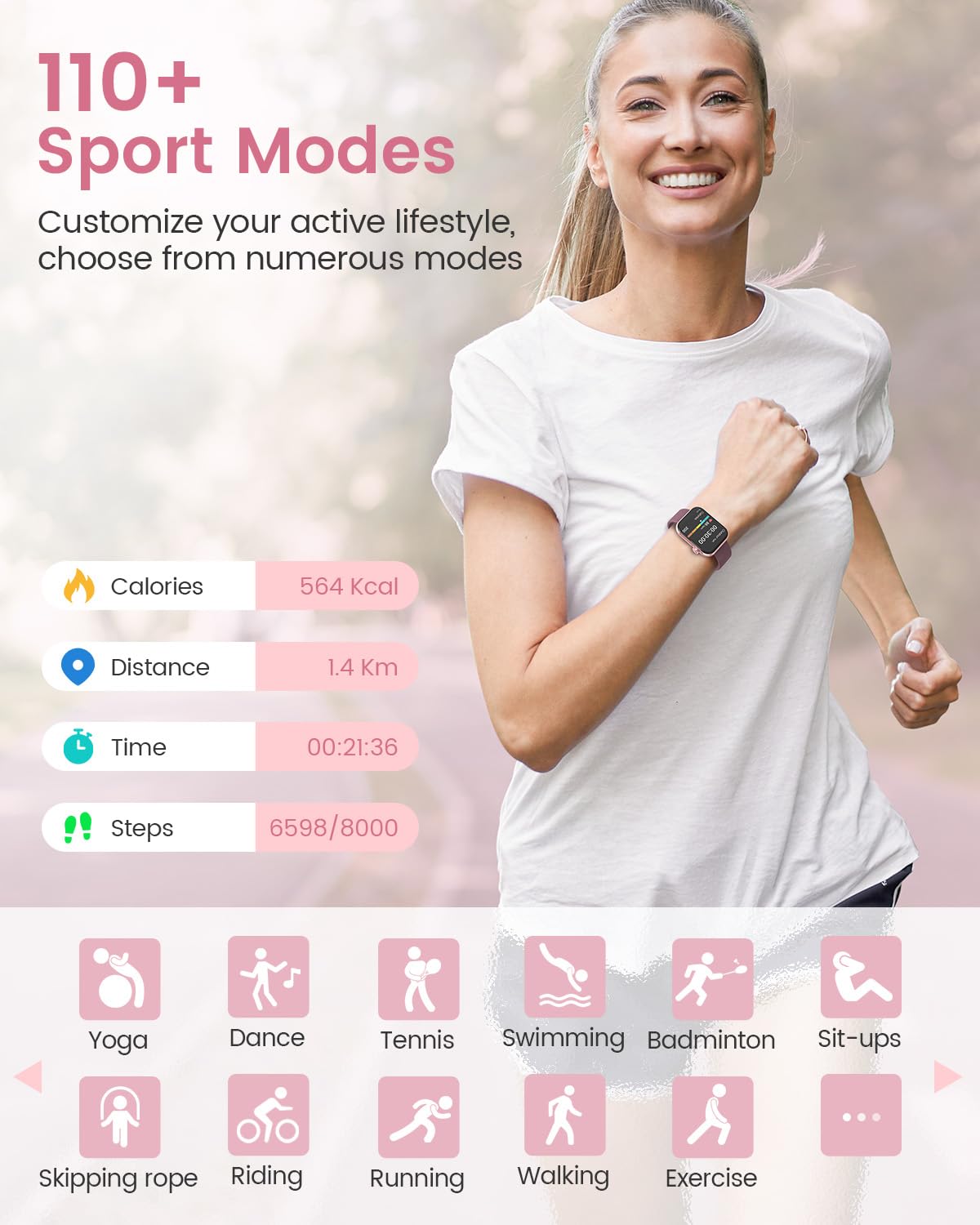 Smart Watches For Women,Fitness Tracker Smartwatch For Android Phones/Iphone Compatible,1.85'' Womens Watch With Blood Pressure