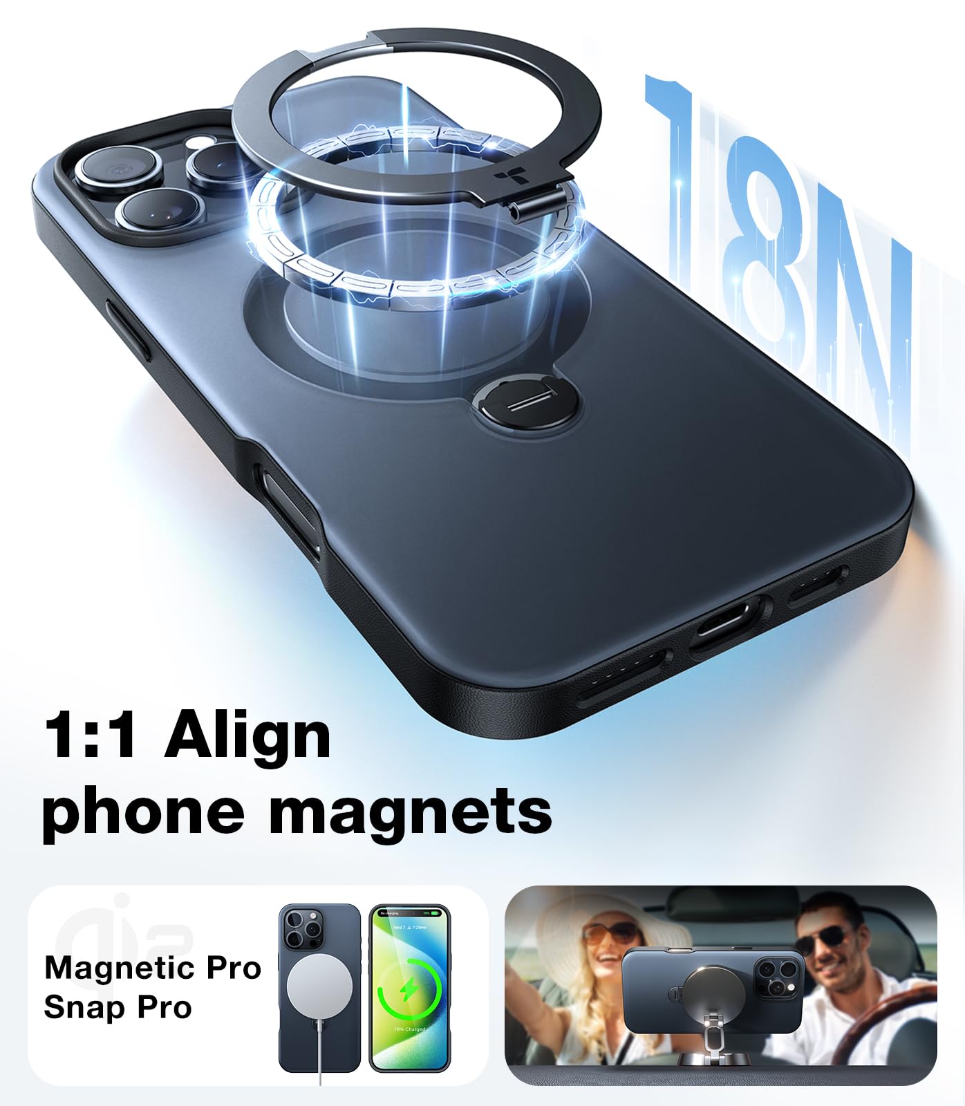 Torras Upgraded 360 Spin Magnetic Stand For Iphone 16 Pro Max Case, Fit For Magsafe, Military Grade Protective Case For Iphone 1