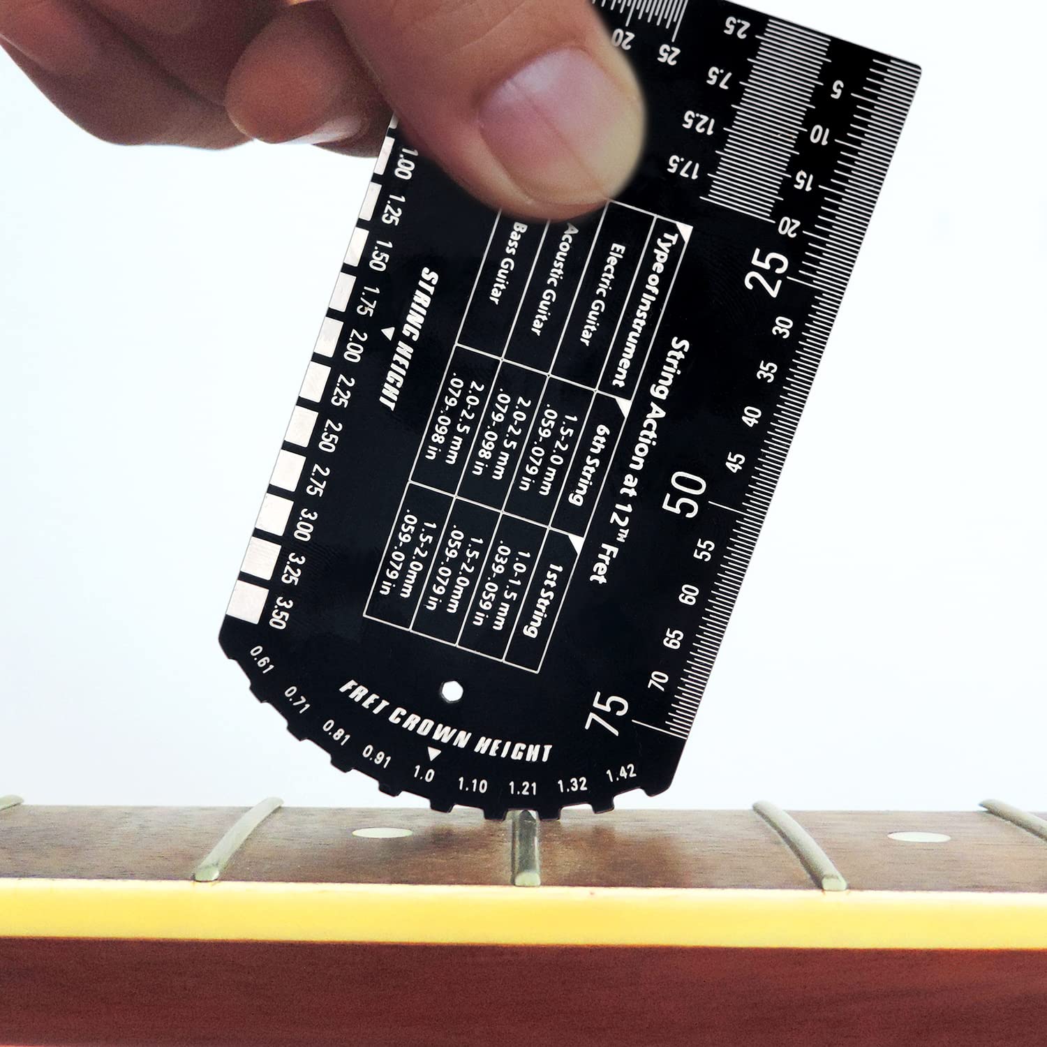 New Guitar Ruler String Action Ruler Gauge Tool, Fret Rocker Luthier Tool Guitarist Gift, Guitar Set Up Tool Kit For Electric Ba