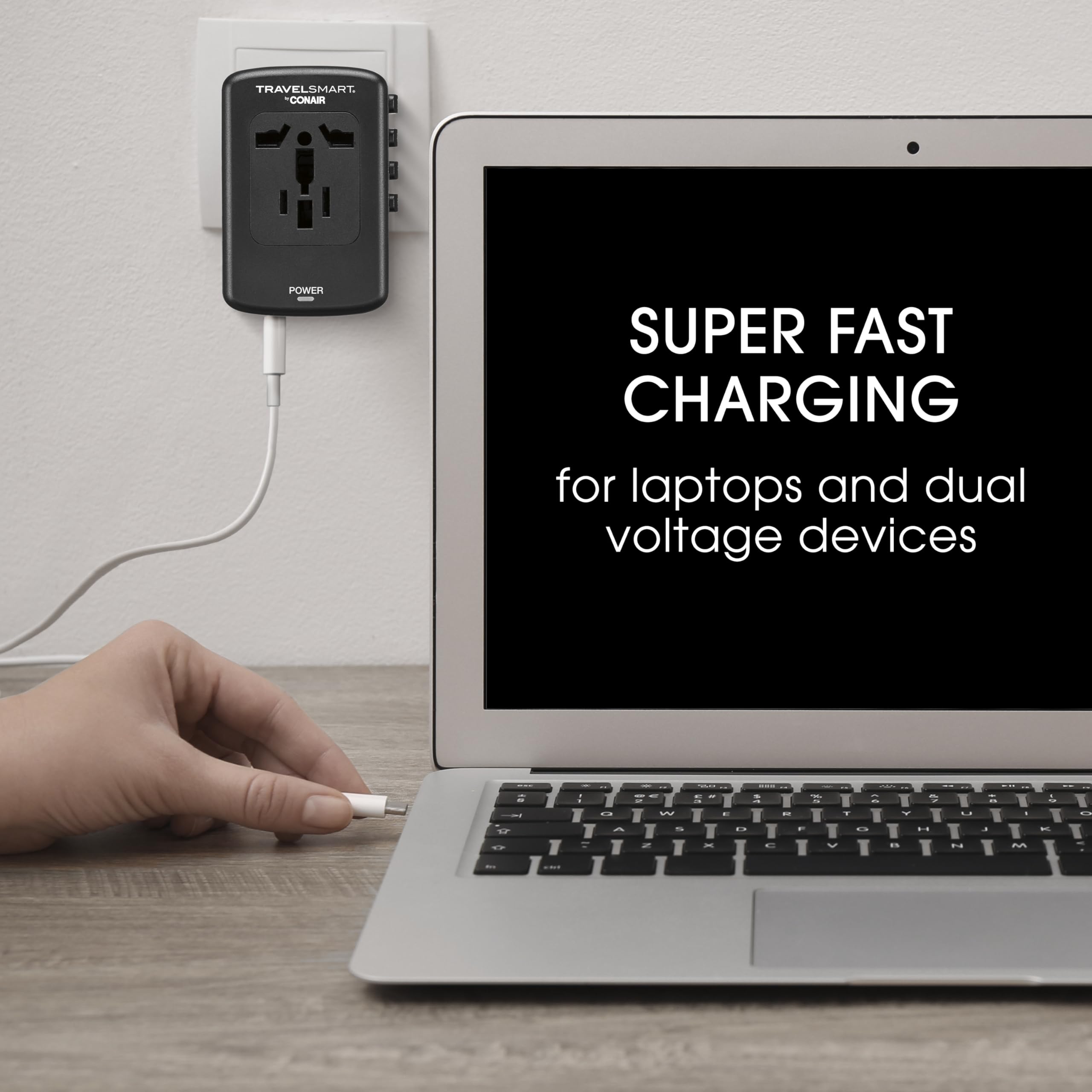 Conair Fast Charge Universal Travel Adapter   All In One European And Worldwide Travel Plug Adapter With Surge Protection   Incl