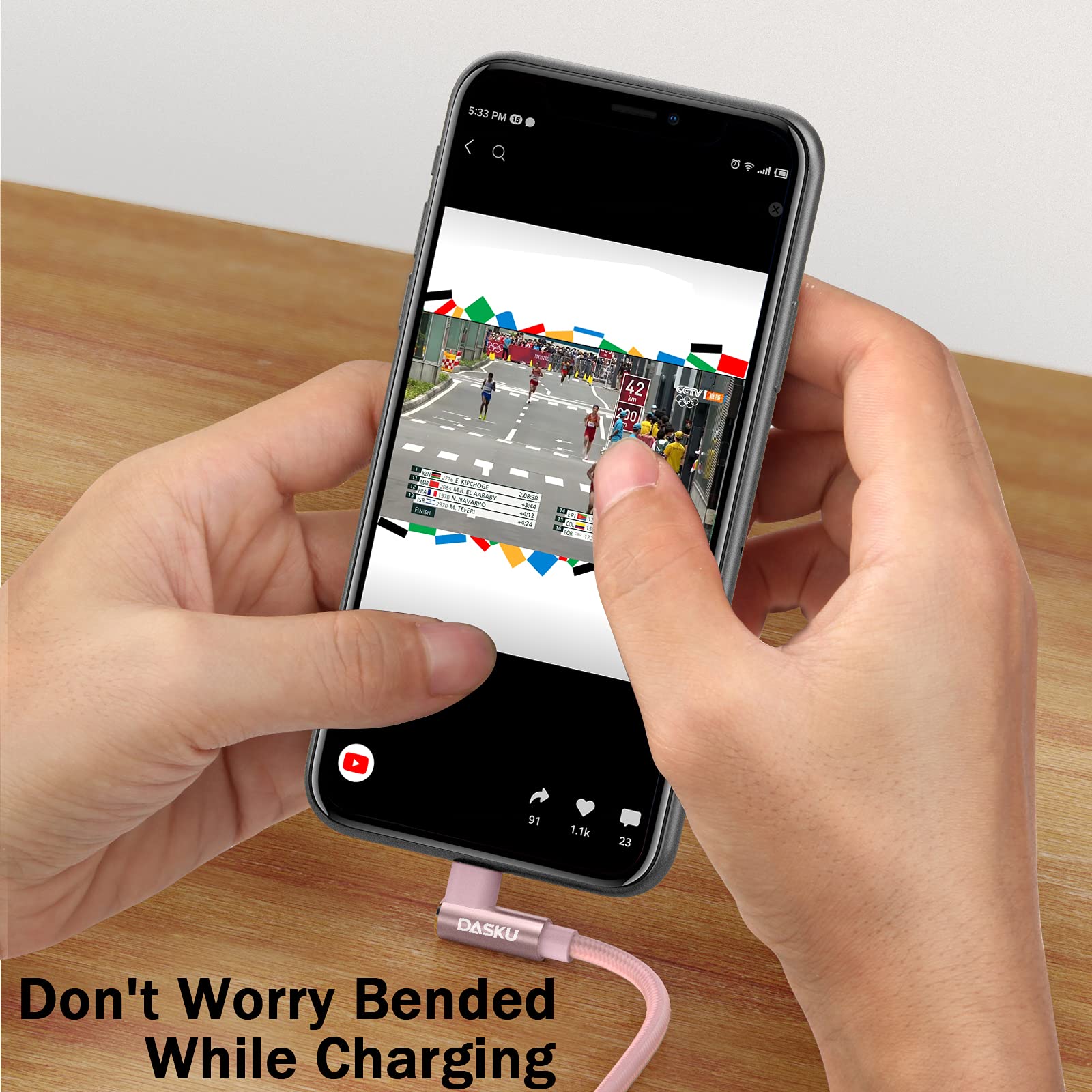 2 Pack 90 Degree Iphone Charger 10Ft Mfi Certified Lightning Cable Right Angle Long Nylon Briaded Cord Compatible With Apple Iph