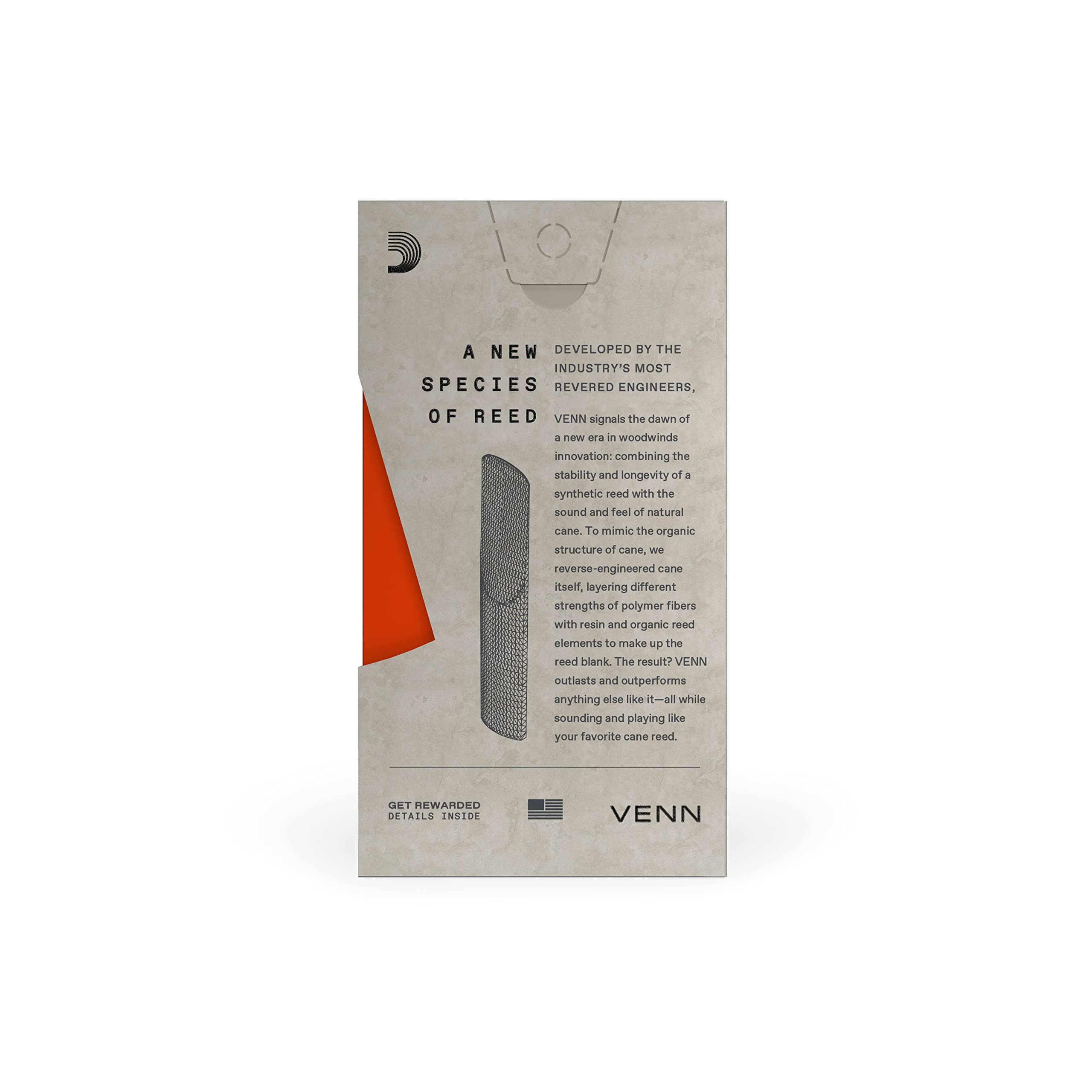 D'Addario Venn G2 Synthetic Alto Saxophone Reeds   Alto Sax Reeds With Advanced Synthetic Reed Construction Of Polymer Fibers, R