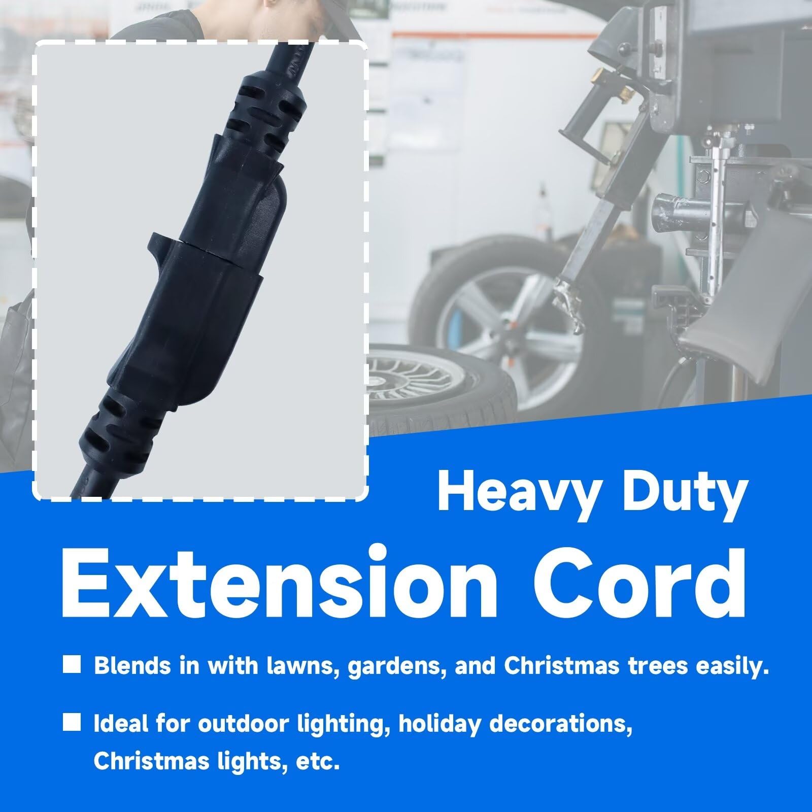 Ultra Explorer Black Outdoor Extension Cord 10 Ft, 12/3 Sjtw Heavy Duty Black Extension Cable With 3 Prong Grounded Plug   Power