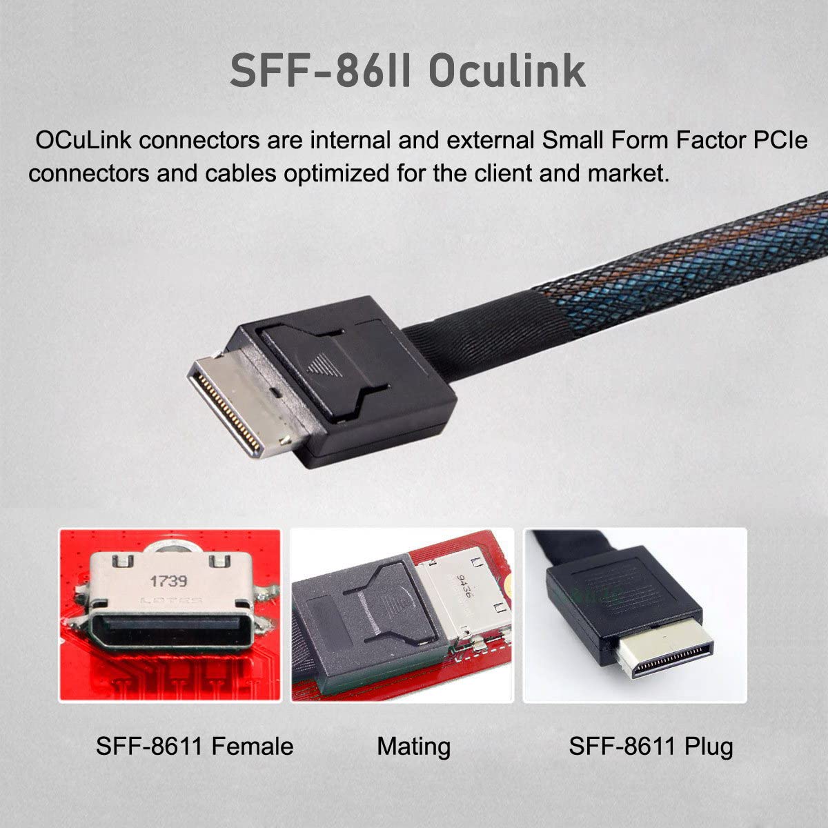 Cy Cable Oculink Pcie Pci Express Sff 8611 4I To Oculink Sff 8611 Ssd Data Active Cable 50Cm