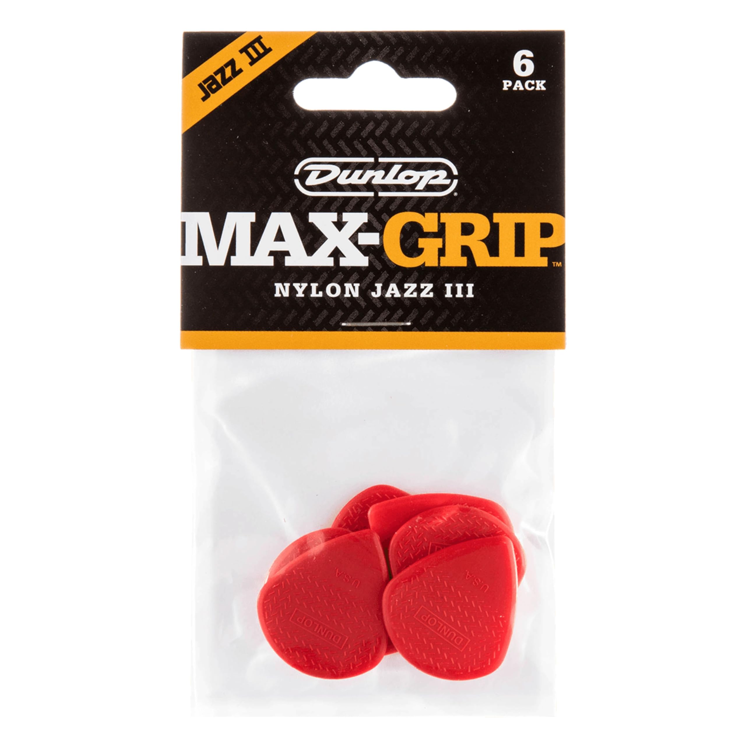 Dunlop Nylon Max Grip Jazz Iii Guitar Picks 6Pack 1.38 Mm