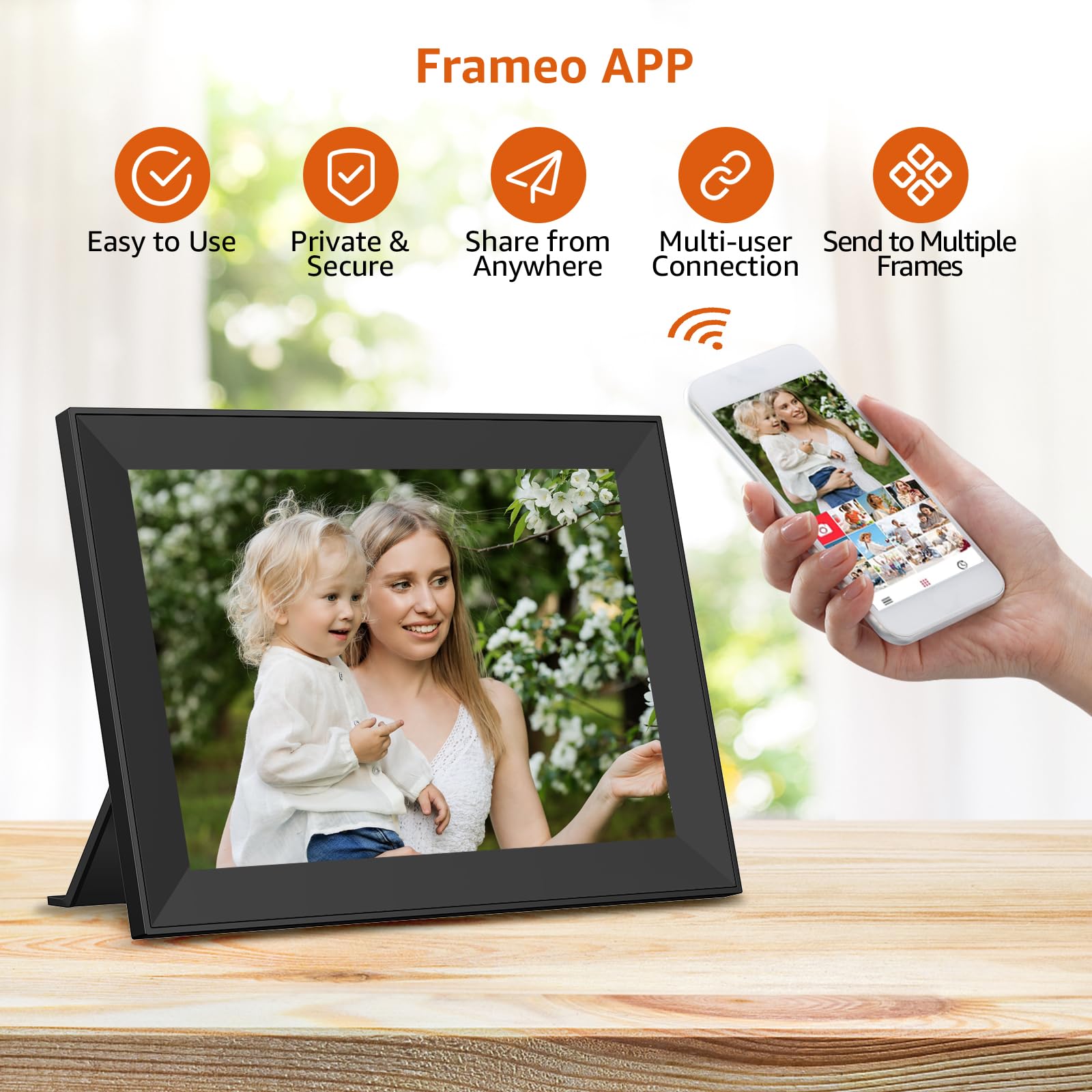 Frameo Digital Picture Frame Wifi 10.1 Inch Digital Photo Frame Auto Rotate & Slideshow Electronic Picture Frame 32Gb Hd Ips Tou
