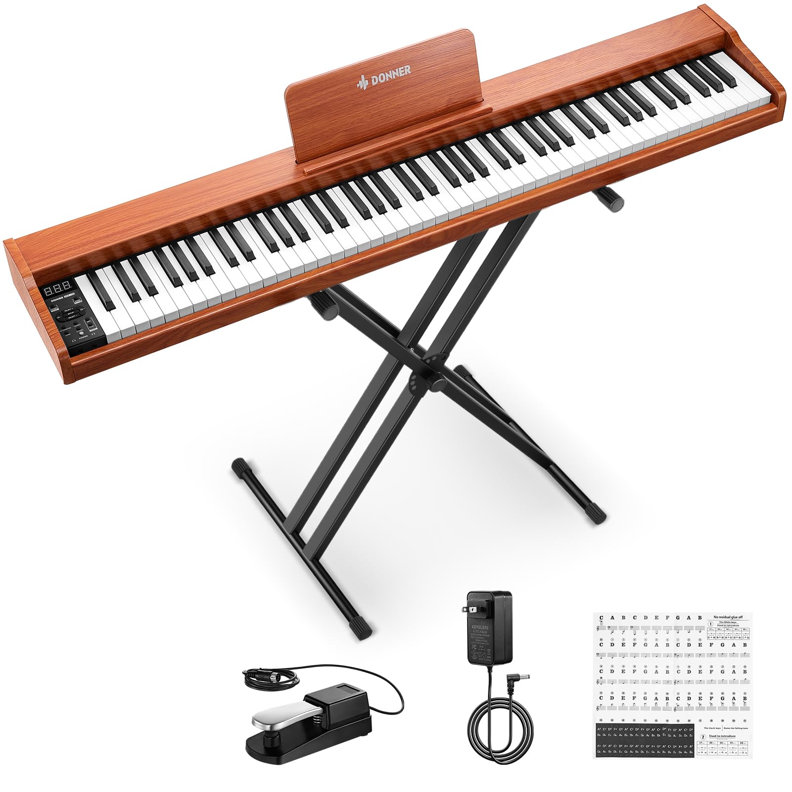 Donner DEP-1S Piano Keyboard 88 Keys, Beginner Digital Piano with 88 Key Velocity-Sensitive Keyboard, Record, Bluetooth, Chord, 
