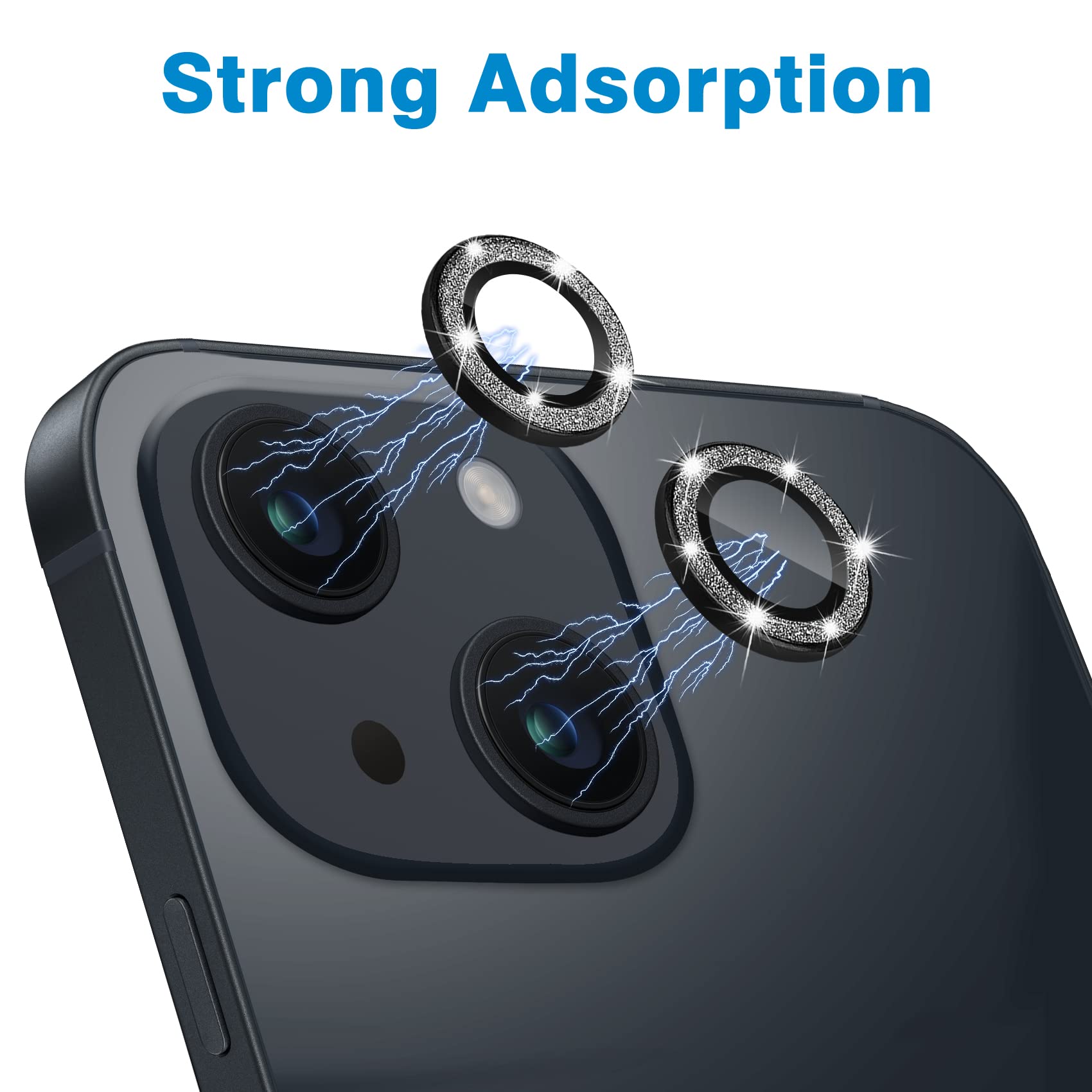 Hsefo Compatible With Iphone 13 Mini & 13 Camera Lens Protector, Bling Glitter 9H Tempered Glass Camera Cover Anti Scratch Shock