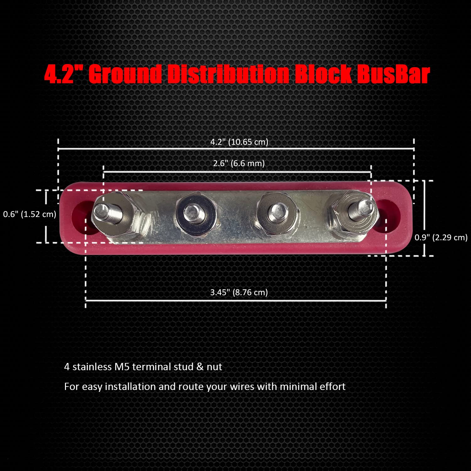 4 Terminals Bus Bar, Ampper 4.2'' Power Distribution Block Brass Battery Busbar Junction For Car Vehicle Rv Truck Marine Boat Au