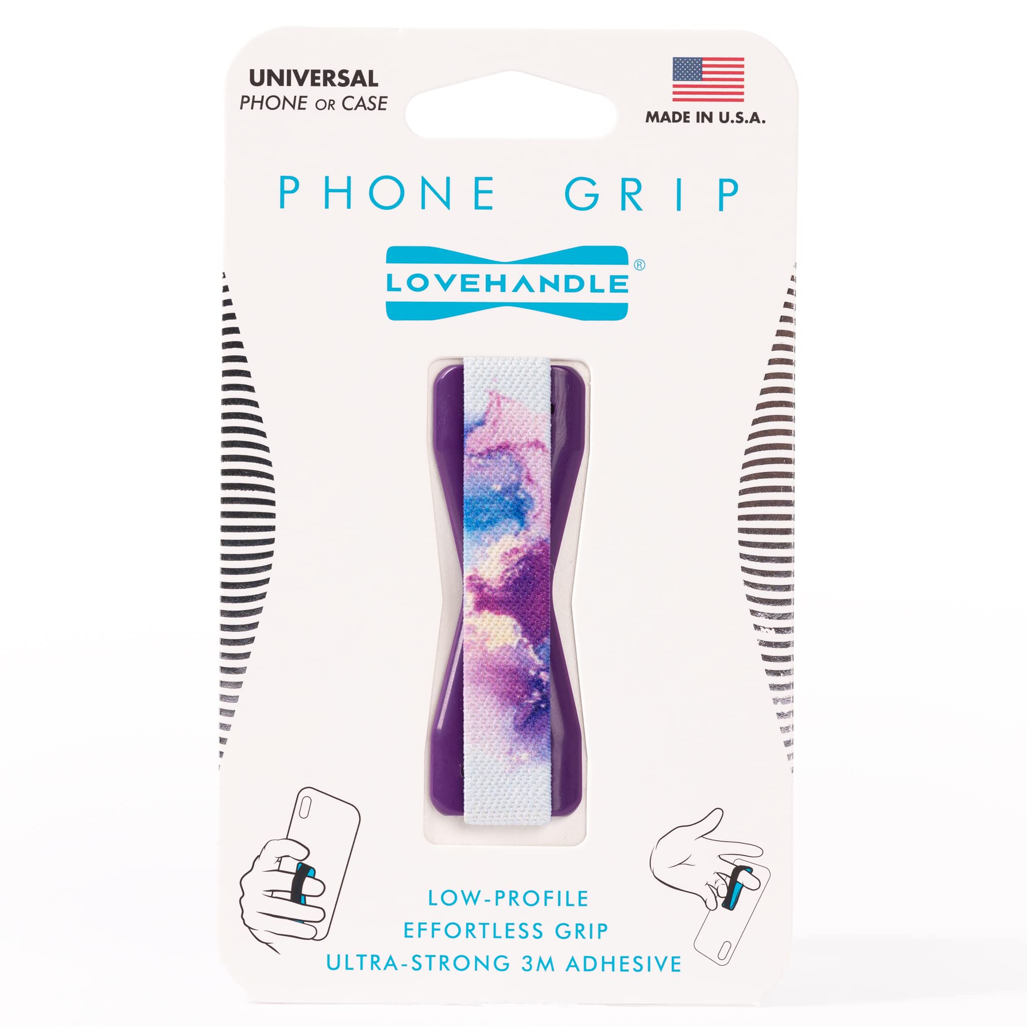 Lovehandle Phone Grip For Most Smartphones And Mini Tablets, Midnight Dream Design Elastic Strap With Purple Base, Lh 01 Midnightdream