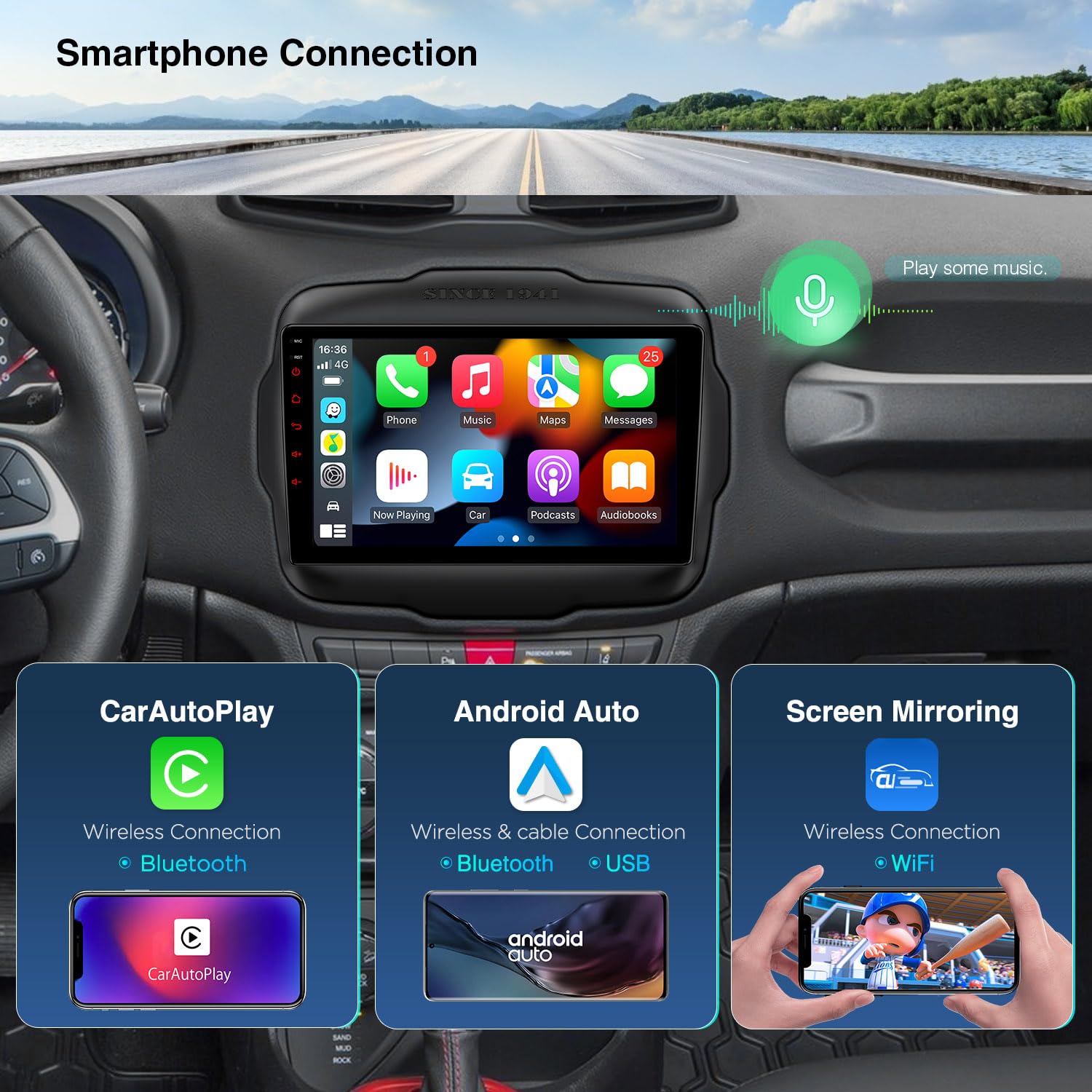 Xtrons Android 13 Car Stereo For Jeep Renegade, 9 Inch Touch Screen Gps Navigation Bluetooth Head Unit Built In Dsp Car Auto Pla