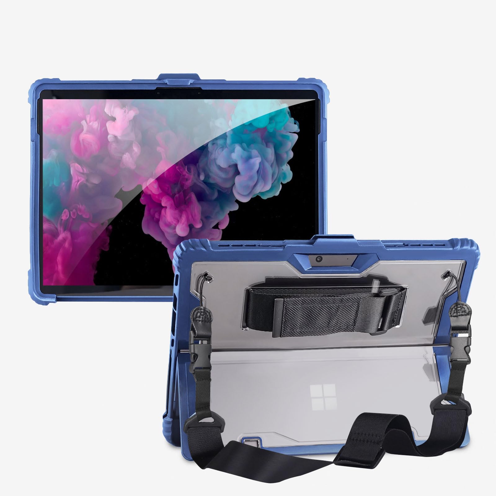 Aoao For Microsoft Surface Pro 8 Case With Shoulder Strap, Hand Strap, Stylus Pen Holder, Rugged, Shock Absorbing And Drop Resis