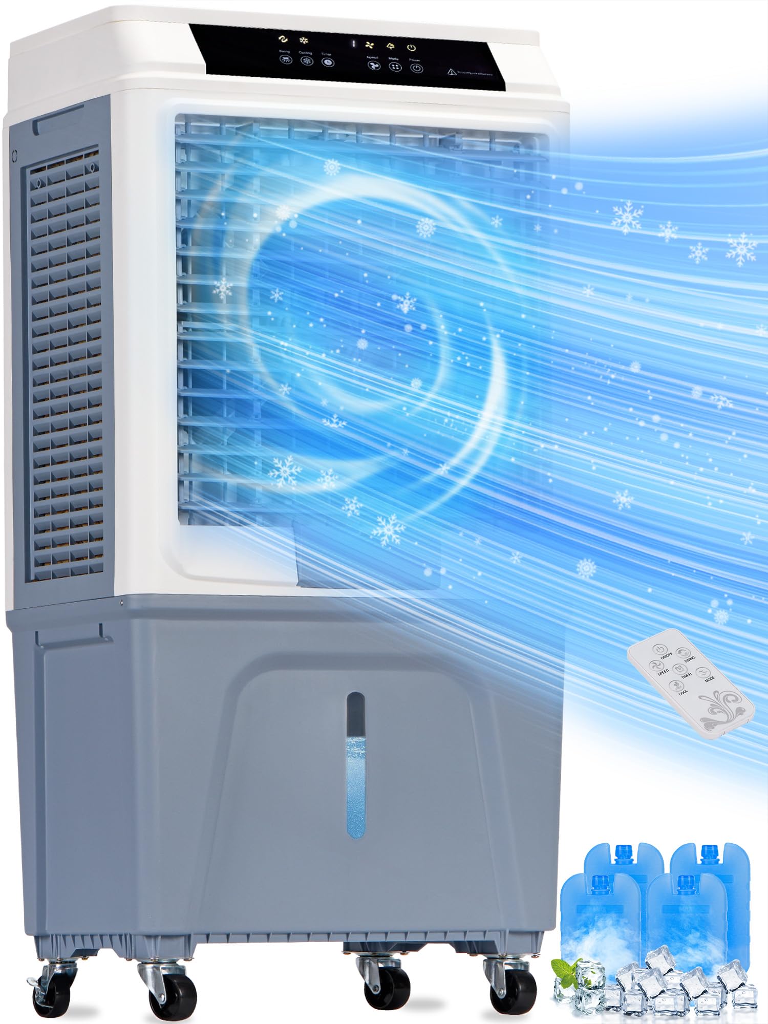 Uthfy Swamp Cooler, 3880CFM Evaporative Air Cooler with 10.6 Gal Water Tank, 120 Oscillation, 12H Timer, Remote, Ultra Quiet Coo