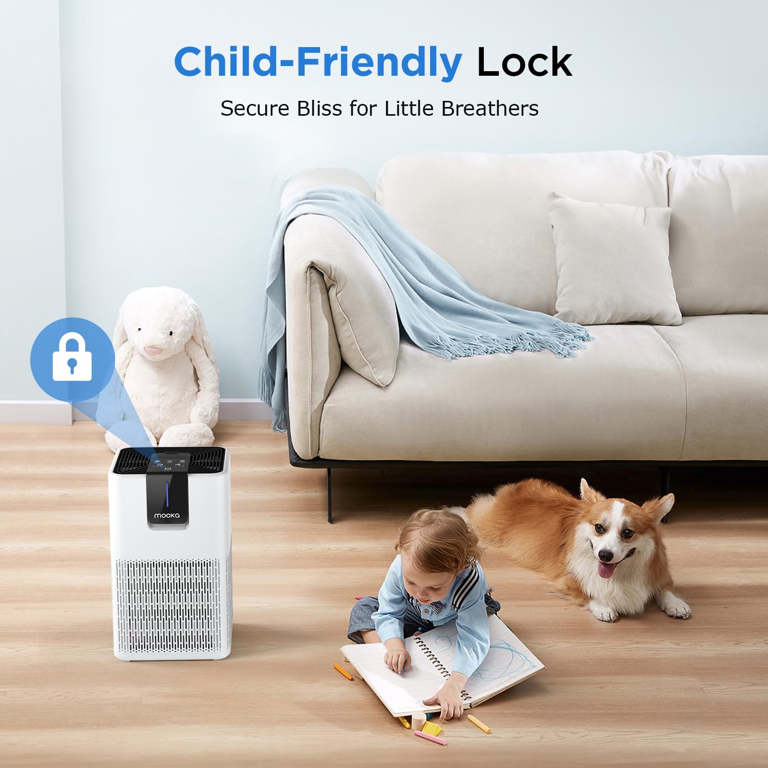 Air Purifiers For Home Large Room Up To 1250 Ft, Mooka H13 Hepa Air Purifier For Pets Dust Odor Smoke, Aromatherapy Function, Ai