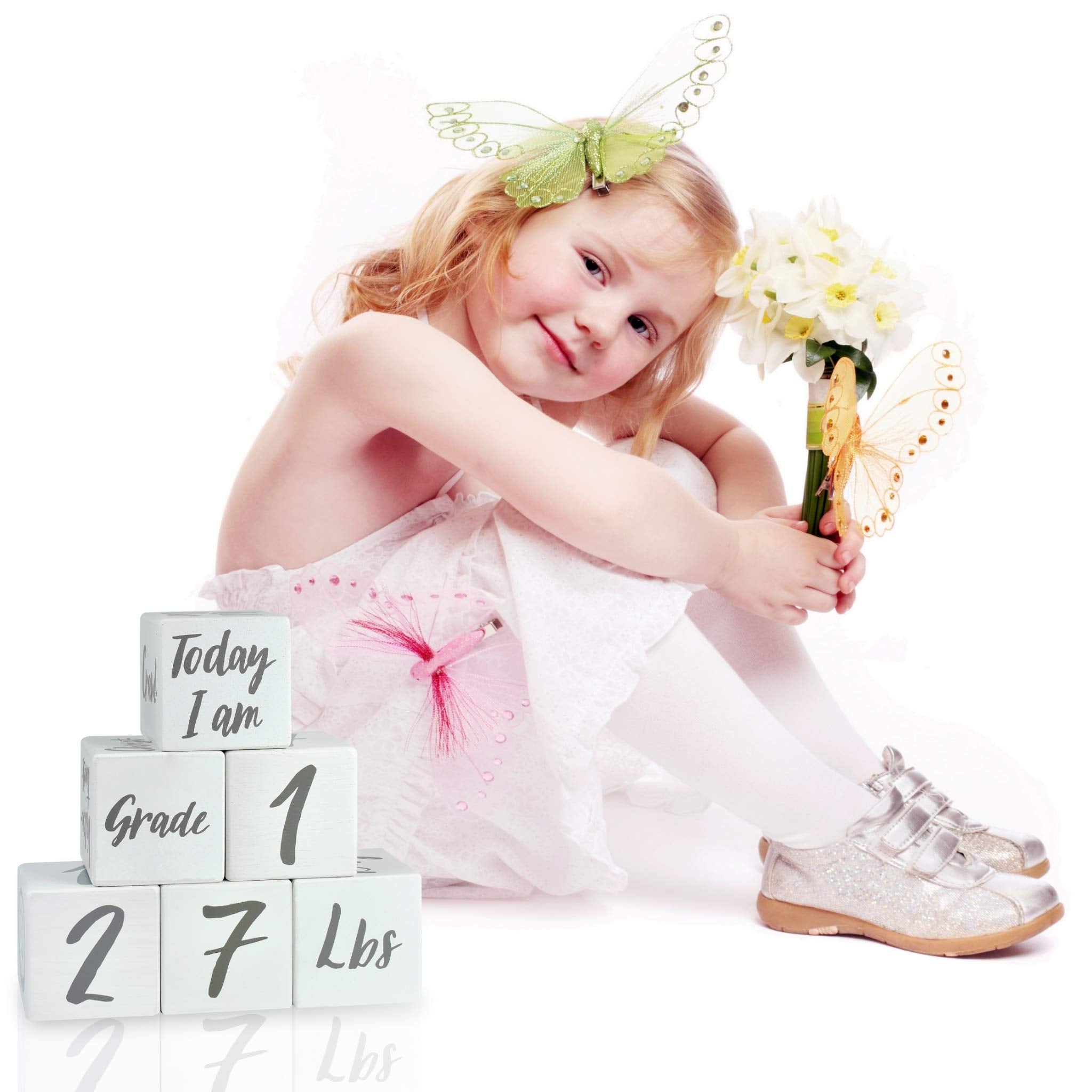 I'M Solid Wood Weekly Monthly Yearly Baby Milestone Age Blocks, Gender Neutral, Newborn Gifts & Keepsakes For Picture Props (6 P