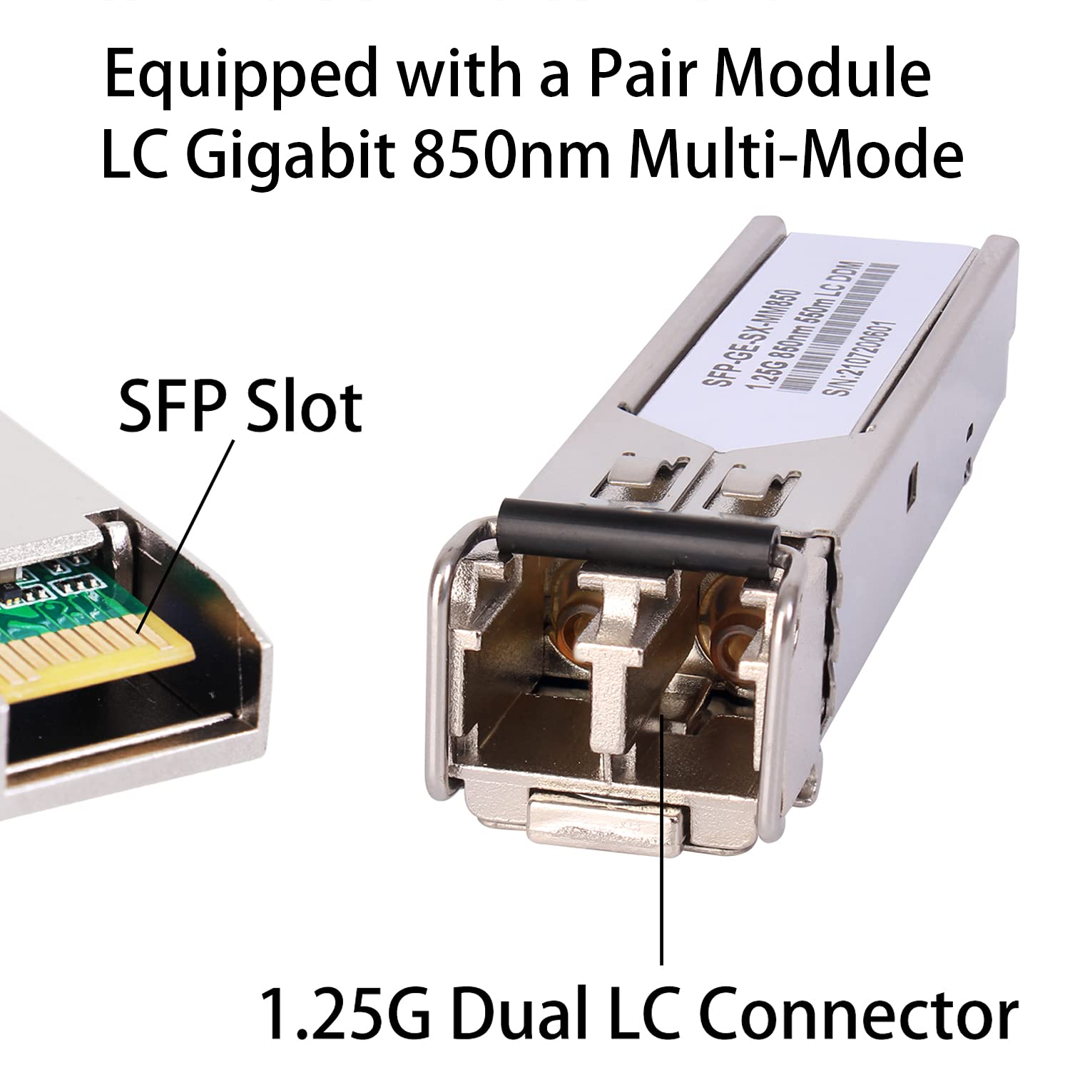 A Pair Of 1.25G/S Bidi Gigabit Multi Mode Fiber Ethernet Media Converter With 2Pcs Bidi Sfp Lc Dual Transceiver Module Included, 10/100/1000Base Tx To 1000Base Sx Smf Rj45 To Sfp Slot Up To 550M