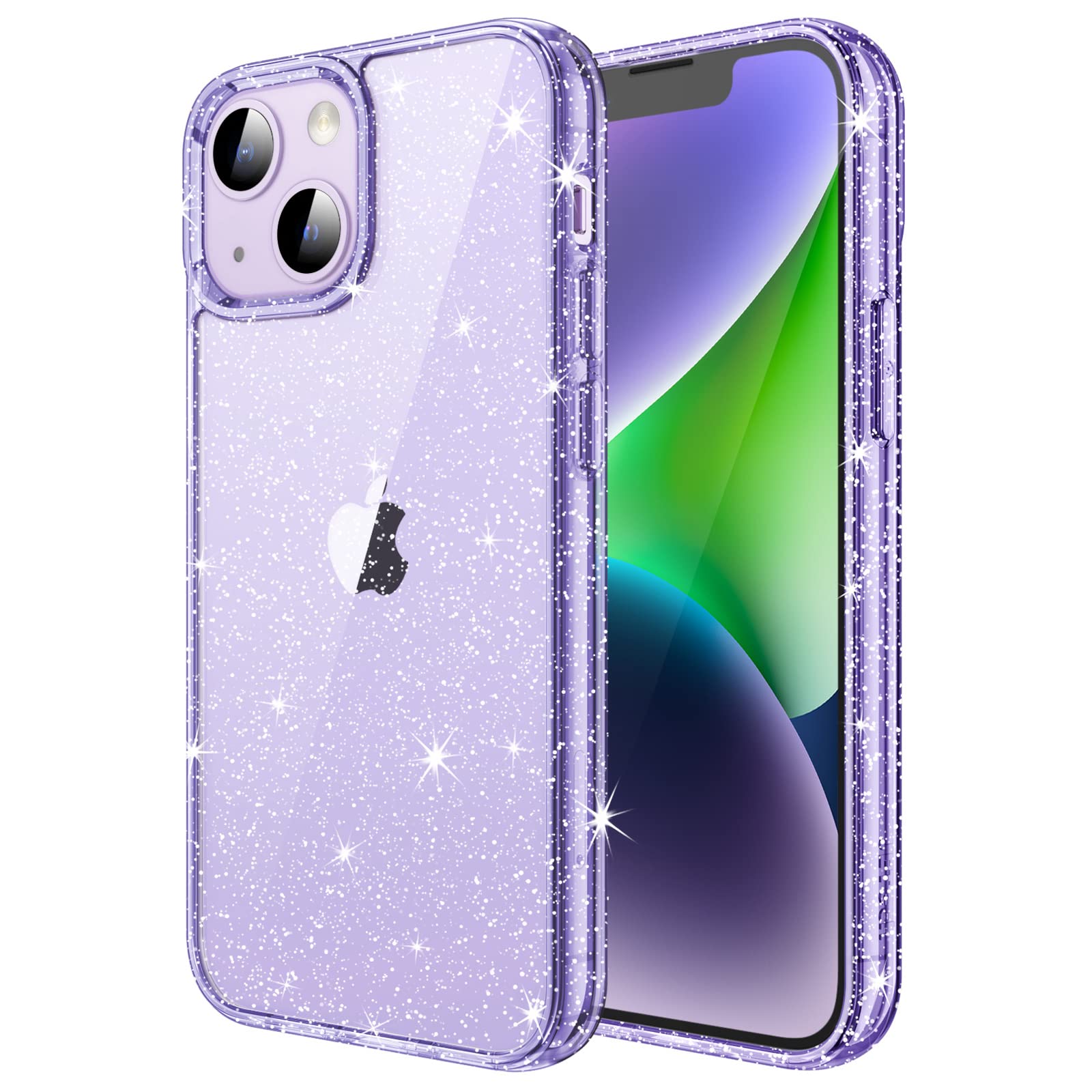 JETech Glitter Case for iPhone 14 6.1-Inch, Bling Sparkle Shockproof Phone Bumper Cover, Cute Sparkly for Women and Girls (Light