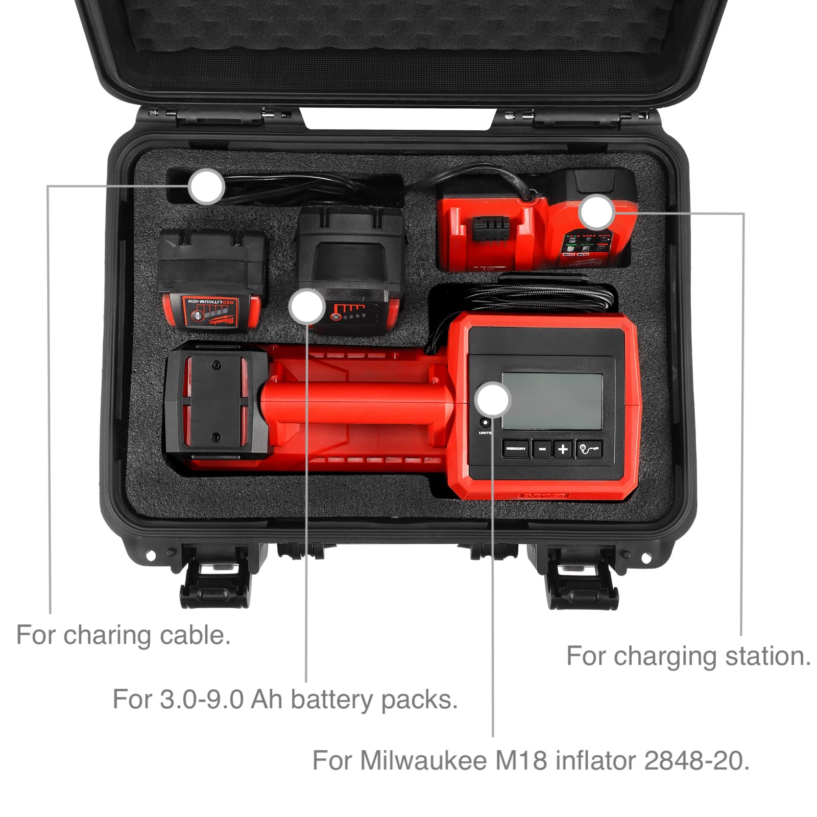 Zenacce Waterproof Hard Case Compatible With Milwaukee M18 Inflator 2848 20, Air Compressor Carrying Case For Milwaukee Tools, C
