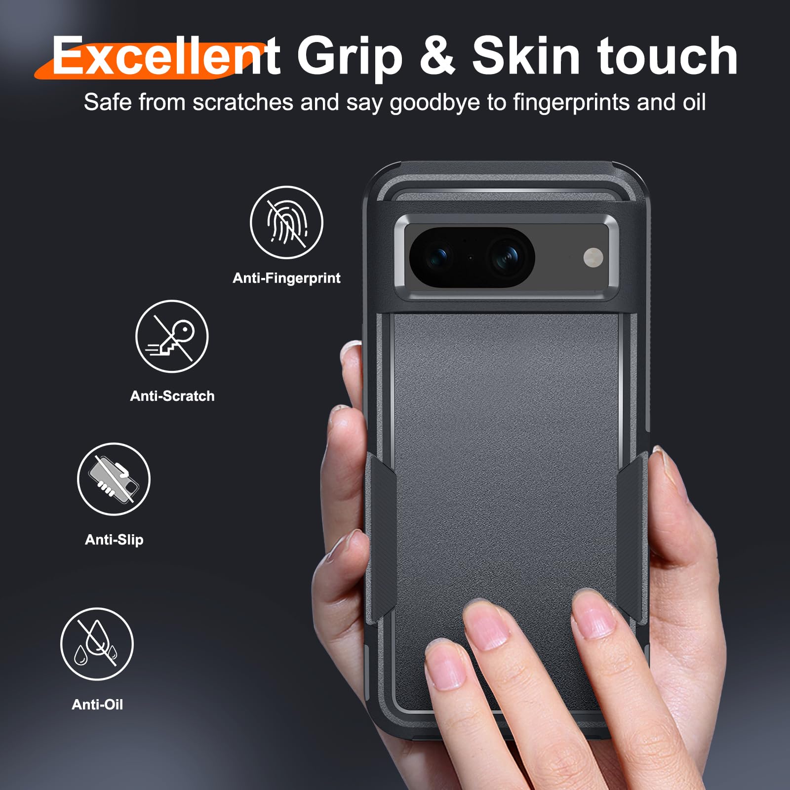 Janmitta For Google Pixel 8A Case With Screen Protector+Camera Lens Protector+Wrist Strap Lanyard,Heavy Duty Shockproof Full Bod