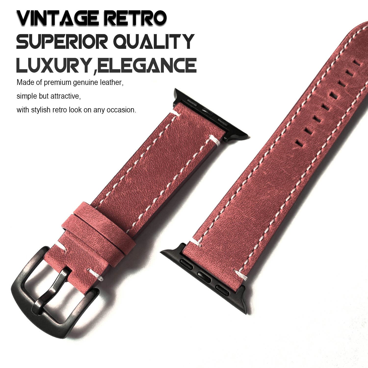 Botomall Compatible With Apple Watch Band 41Mm 40Mm 38Mm Series 9 8 7 Se 6 5 4 3 2 1,Premium Soft Top Leather With Classic Buckle Replacement Straps For Iwatch