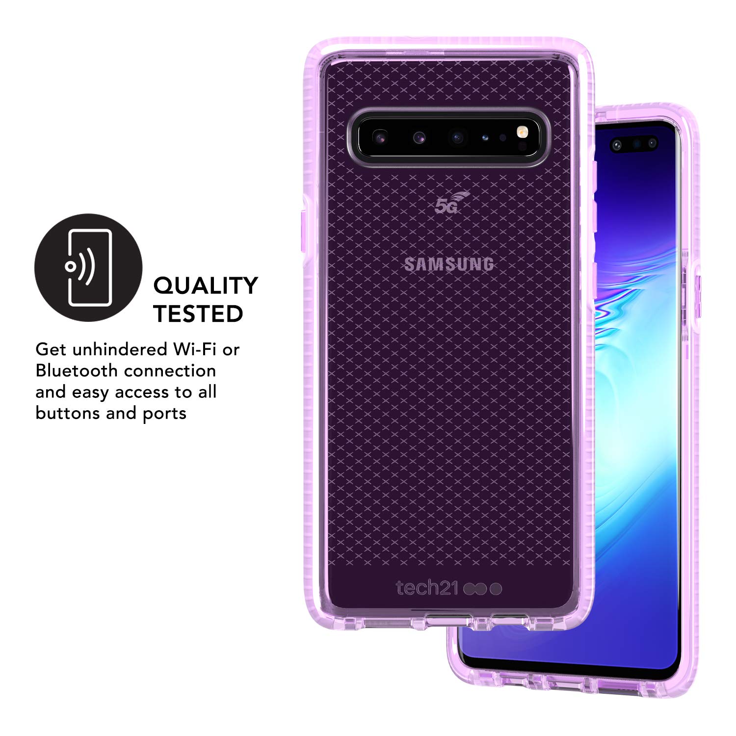 Tech21 - Evo Check Case - Compatible With Samsung Galaxy S10 5G - Mobile Phone Casing With Anti-Microbial Properties, Orchid
