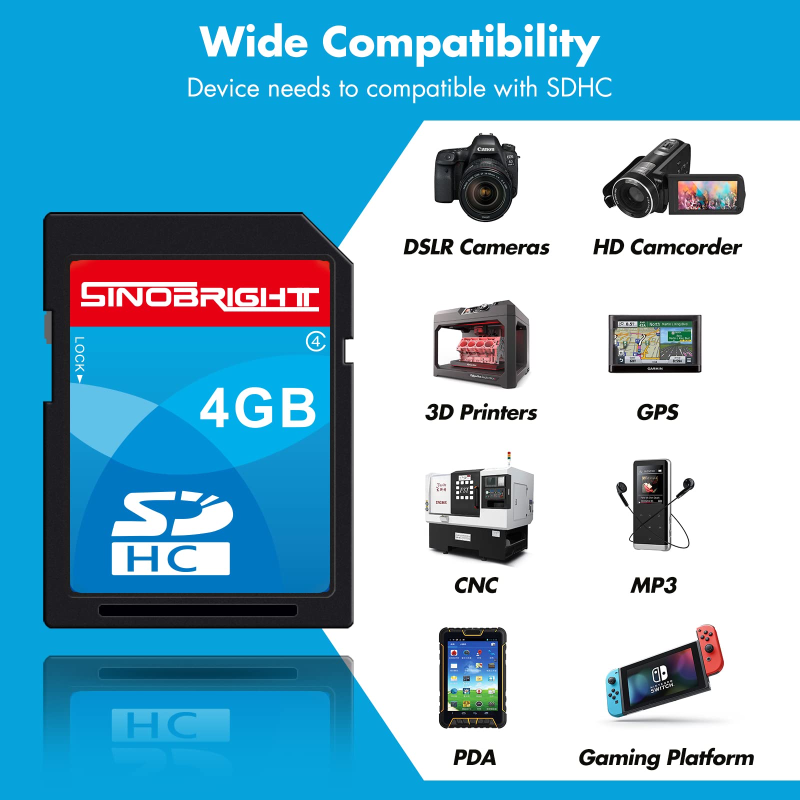 Sd Card 4Gb Sdhc Class 4 Flash Memory Card 4 Gb Digital Camera Cards 1Pack