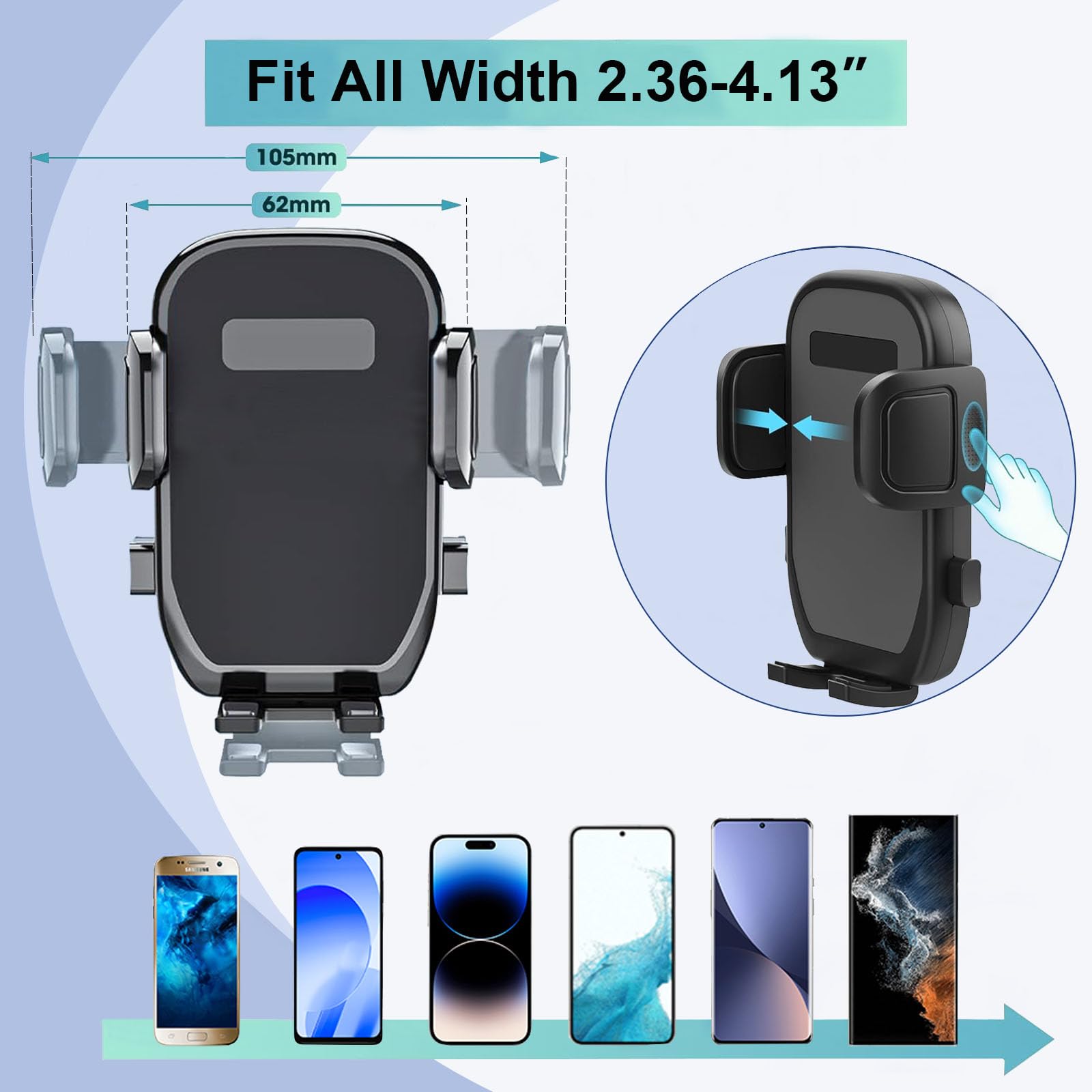 Car Cup Holder Expander Phone Holder With Adjustable Arm And Base, 2 In 1 Phone Mount And Cupholder Adapter With Expandable Base