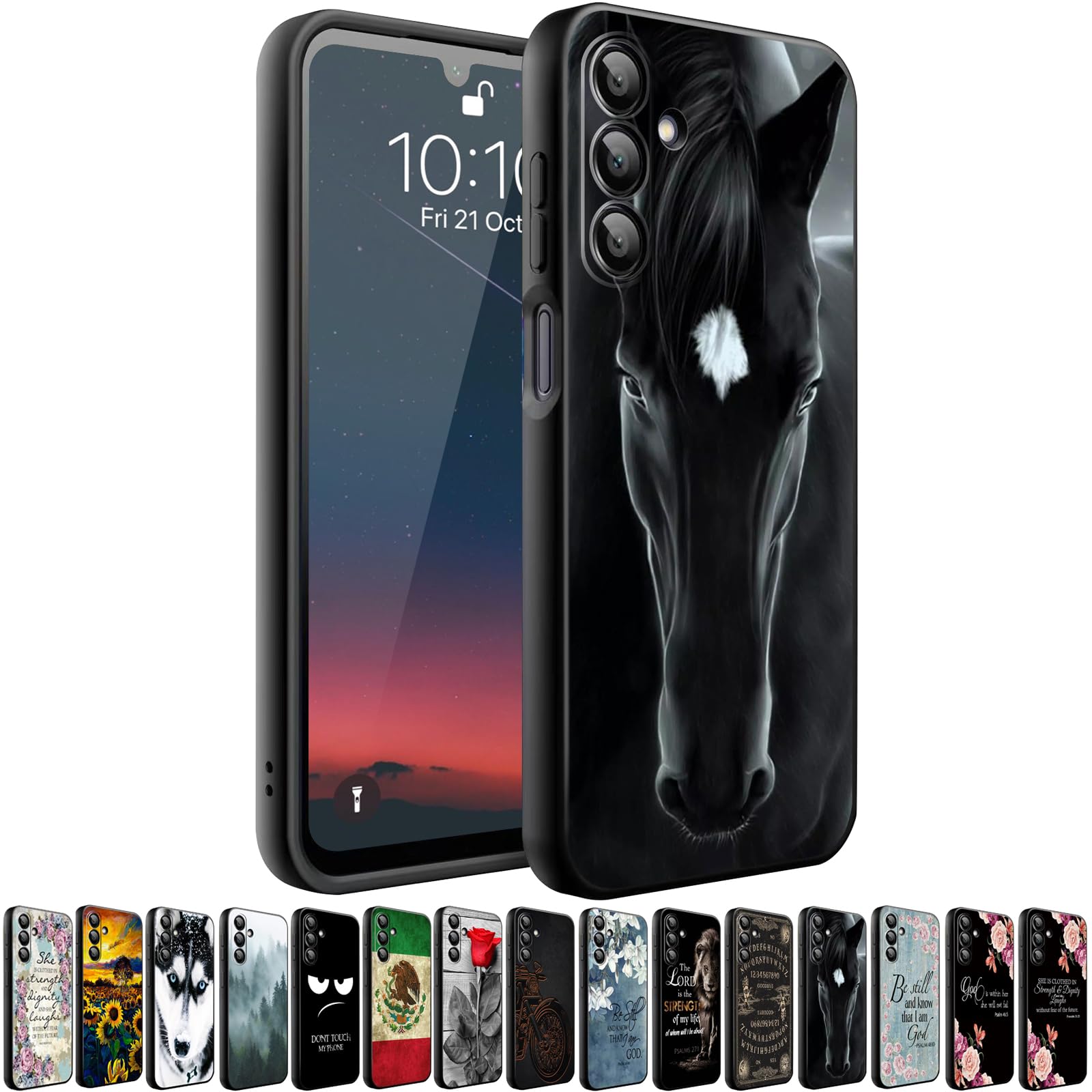 Hquszpt Case Compatiable For Samsung Galaxy A16 5G,Slim Shockproof Protective Cover For Samsung Galaxy A16 5G,Black Horse