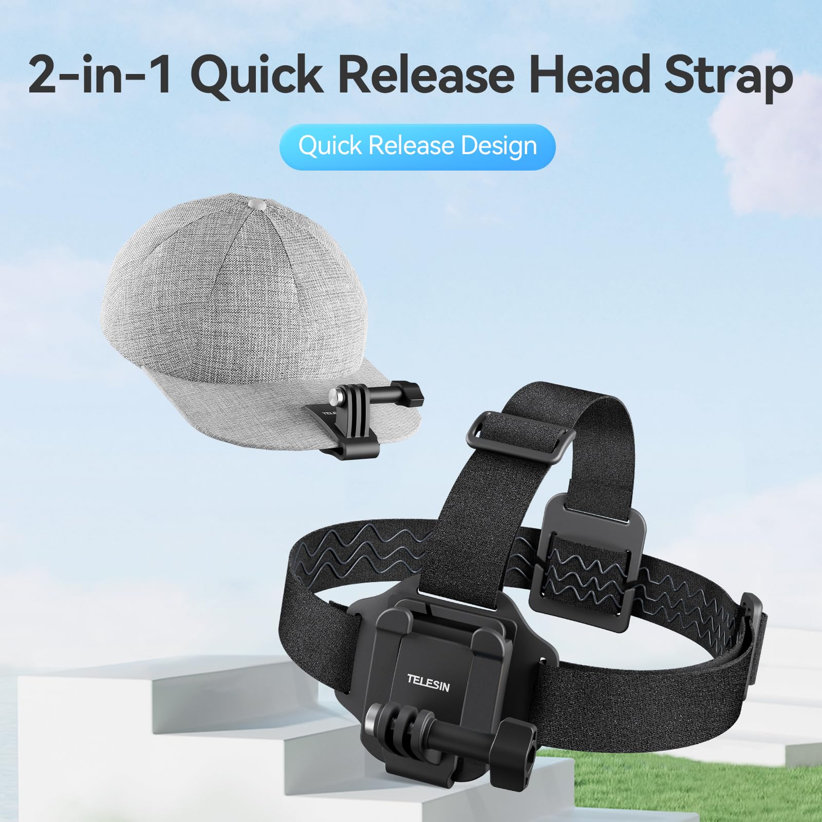 Telesin� Head Strap Cap Clip Mount With Phone Clip Vertical Mount Kit, 2 In 1 Cellphone Pov Selfie Holder Head Mount For Go Pro Max Hero 13 Insta360 Dji Action Iphone Android, Video, Vlog
