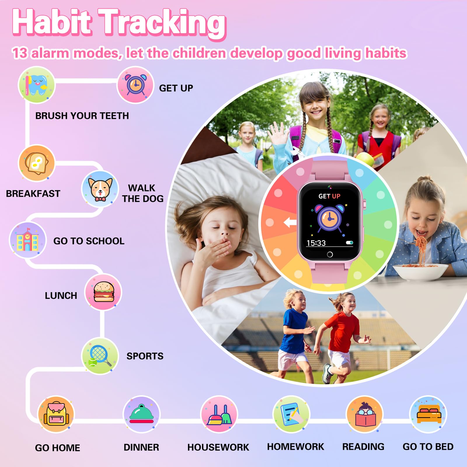 Vakzovy Kids Smart Watch Christmas Birthday Gifts For Girls Boys Age 6-12 With 26 Games Video Camera Music Pedomete Educational