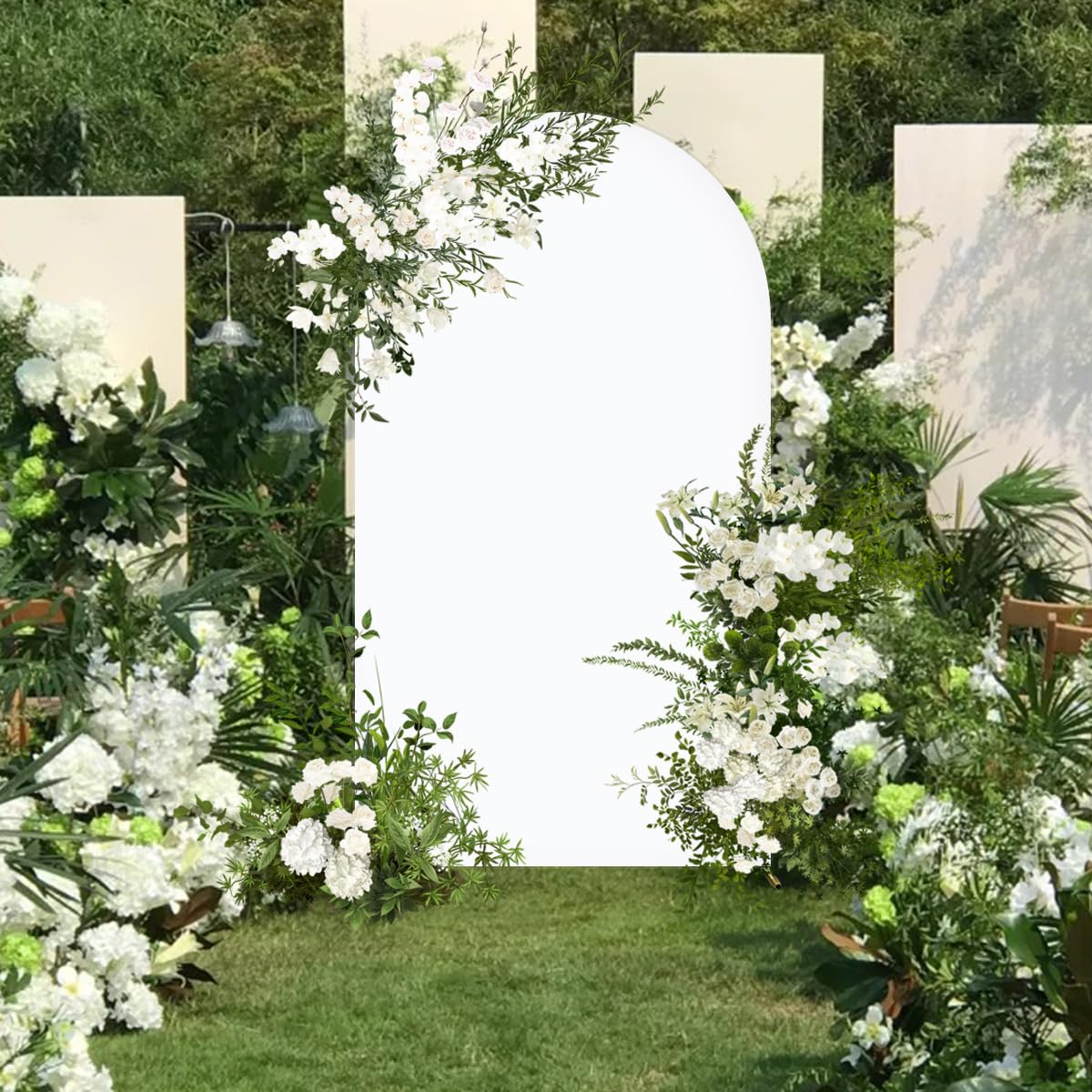 Mlmc 6Ft White Fitted Spandex Arch Cover Stretchy Backdrop Stand Fabric Round Top Chiara Arch Backdrop Stands Cover For Baby Sho