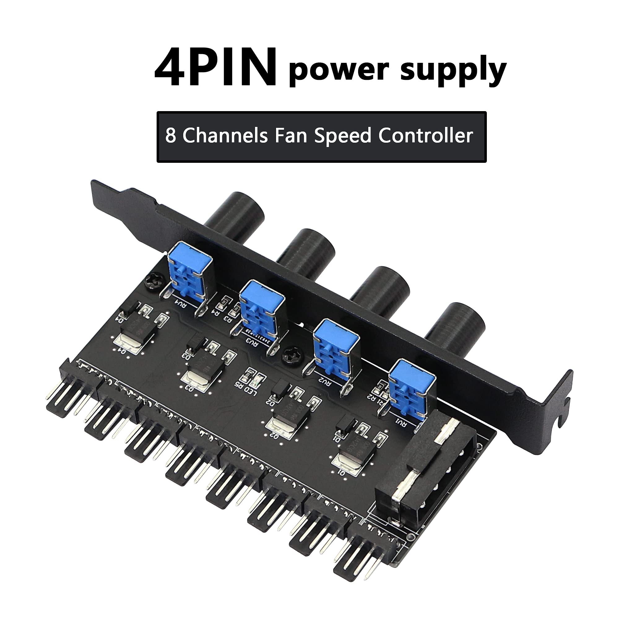 Sinloon 4 Knob Cooling Fan Speed Controller Pc 8 Channels Fan Hub For Cpu Case Hdd Vga Pwm Fan Pci Bracket 12V Fan Control  4Pin
