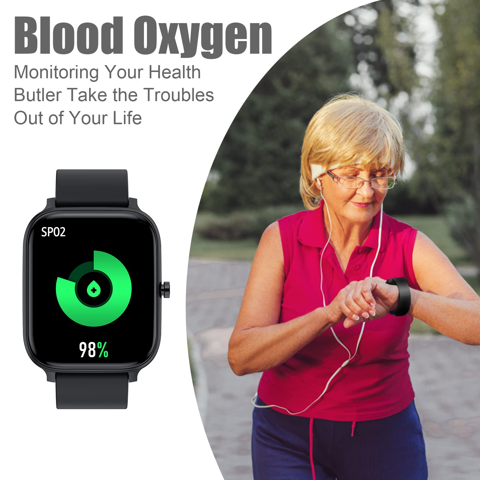 Torjalph Smart Watch For Men Women Compatible With Iphone Samsung Android Phone 1.69 Inch Full Touch Screen Ip68 Waterproof Blue