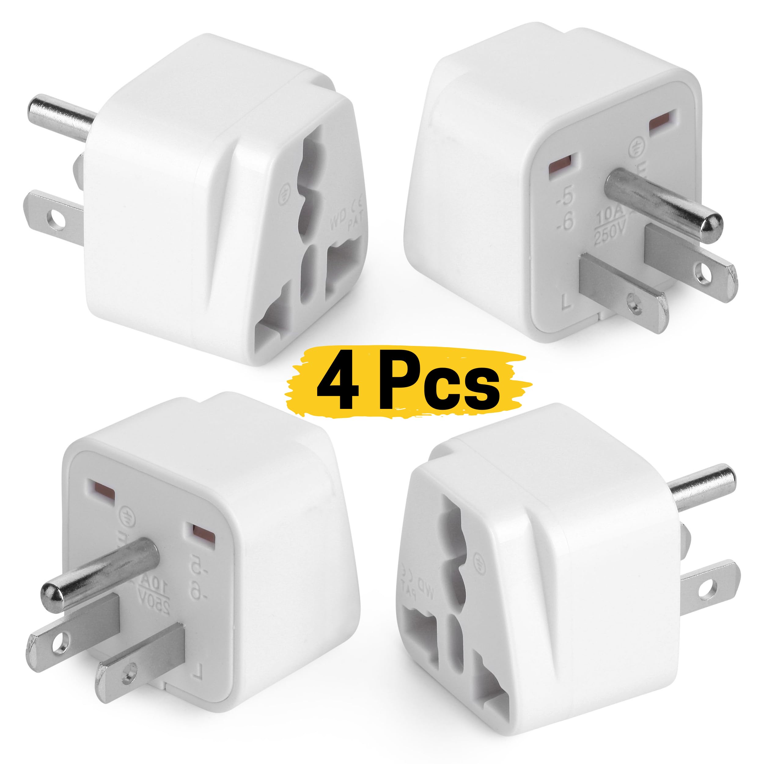 Bates  Universal Adapter, 4 Pack, Travel Adapter, Uk To Us Plug Adapter, Universal Plug Adapter Plug, Universal Travel Adapter,