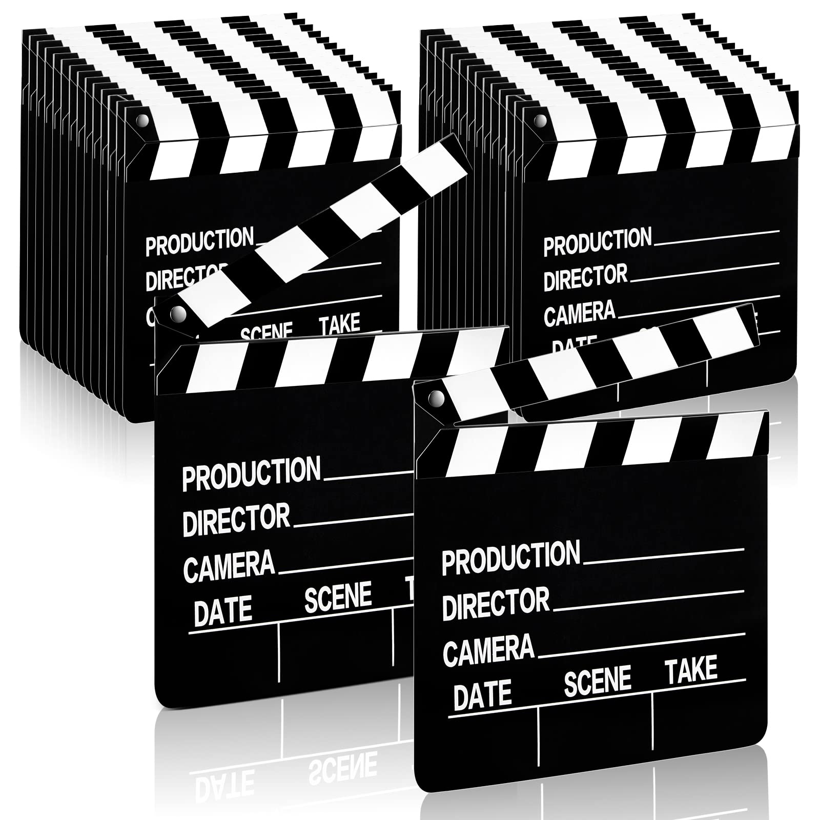 Jecery 20 Pcs Movie Film Clap Board 7 X 8 Inch Movie Clapboard Directors Clapper Clapboard Movie Night Party Decorations Writabl