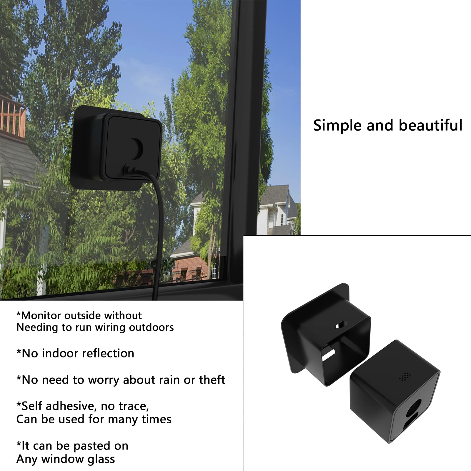 Teccle Window Mount For Blink Mini, Through Window Use Blink Mini Camera, No Need To Run Wiring Outdoors (Black/Pack Of 2)