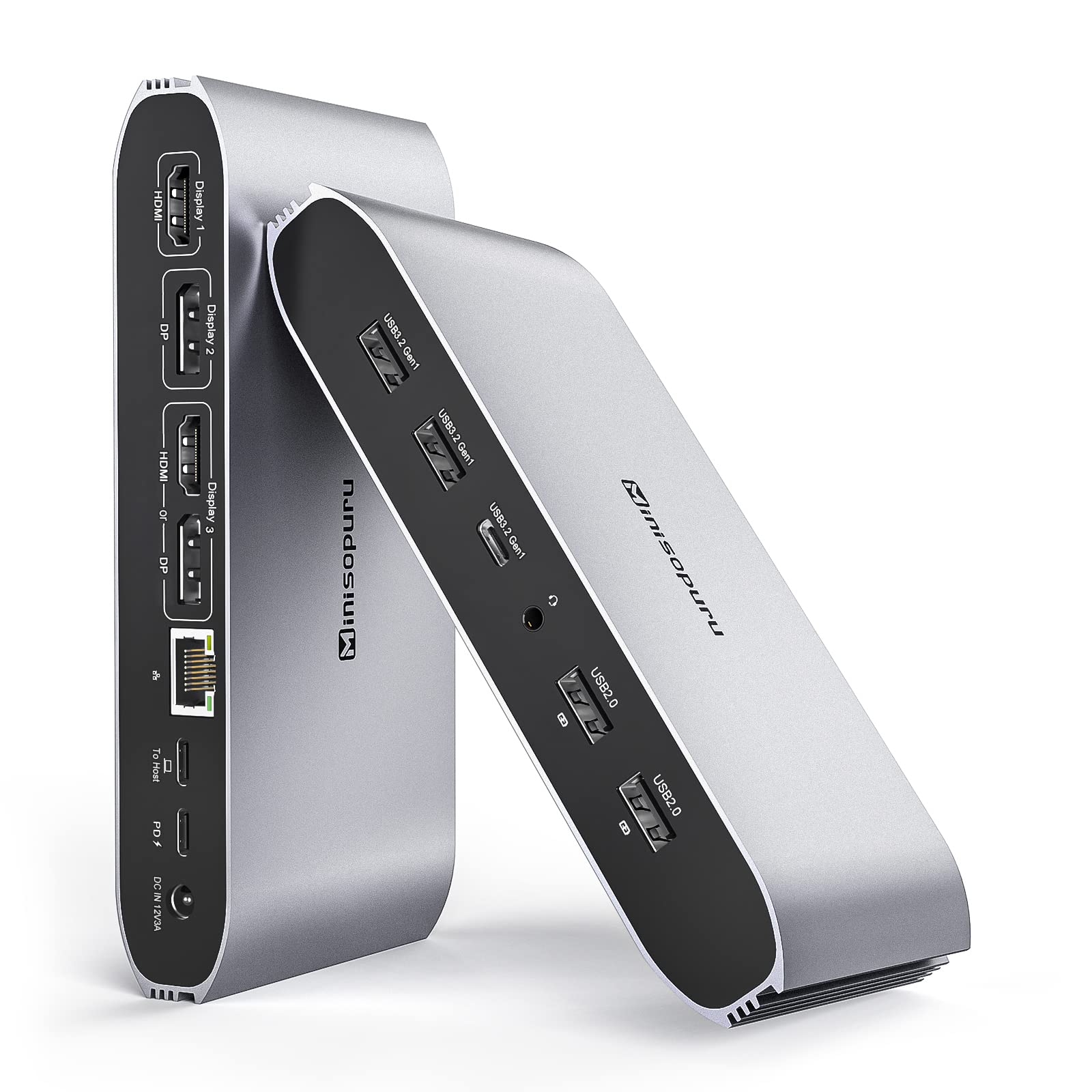 Minisopuru Displaylink Triple Display Docking Station for MacBook M1/M2/M3/Windows, USB C DisplayLink Docking Station with 2 HDM