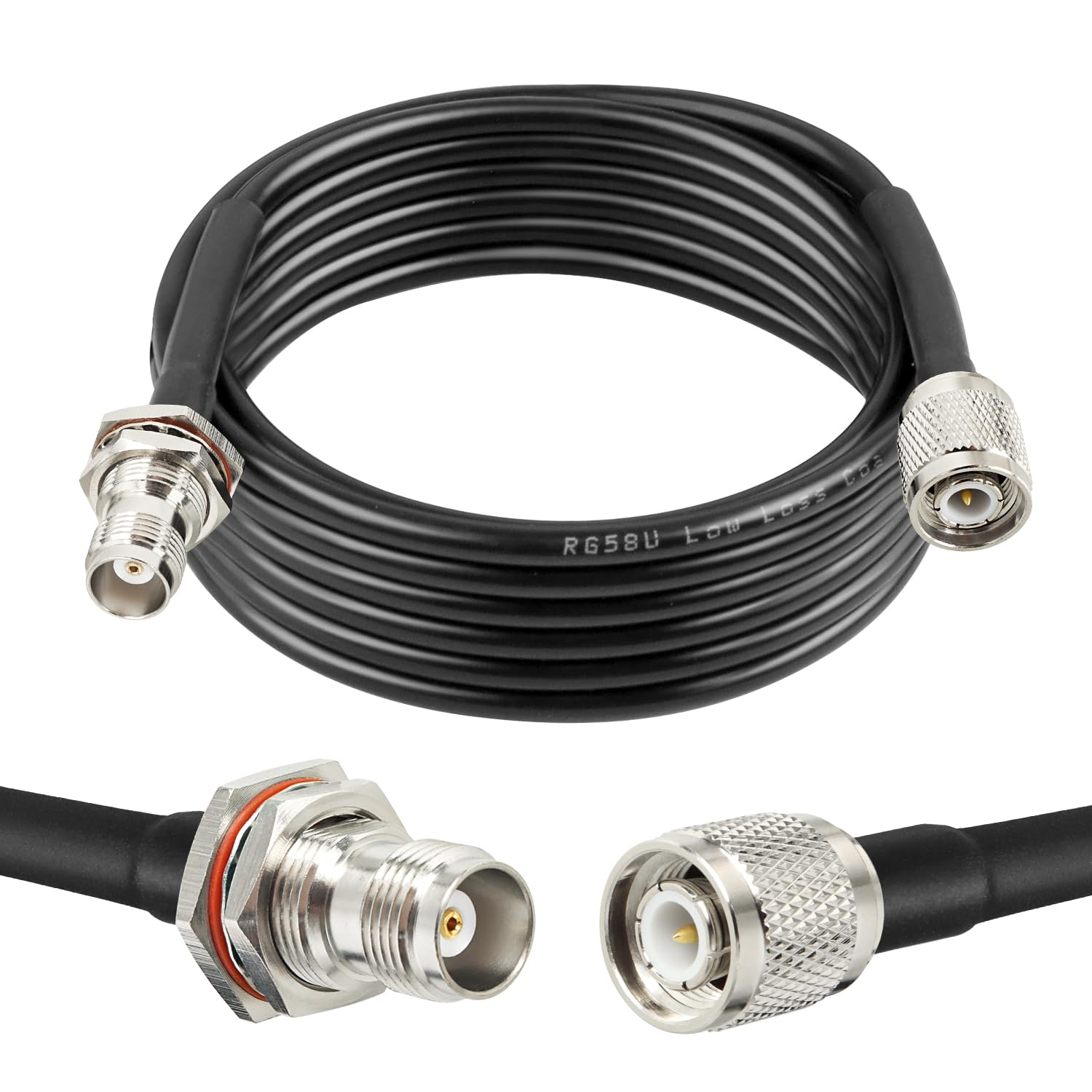 MOOKEERF RG58 TNC Cable 15FT,Low Loss TNC Male to Female Bulkhead Mount Coax Jumper Cable 50 ohm for Radio Scanner,CB Radio,Wi-F